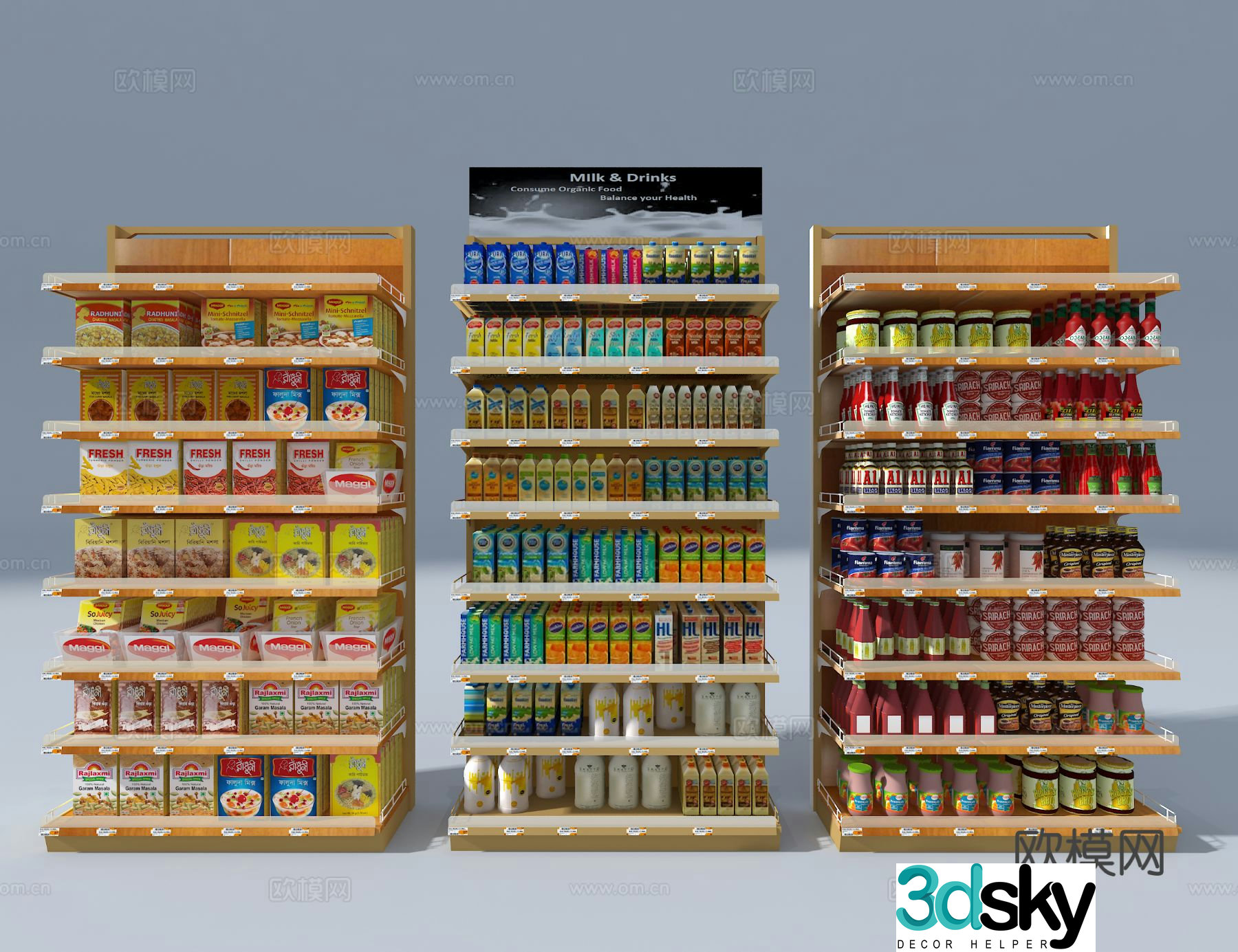 Supermarket shelves snack shelves 3d model