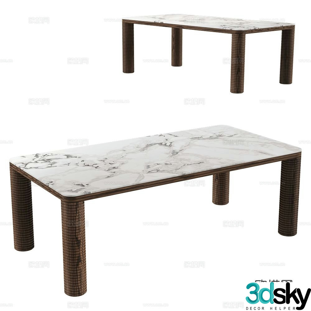 Porada marble dining table slate dining table 3d model