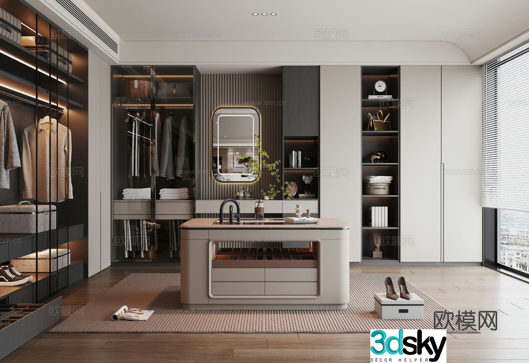 Italian style cloakroom island cloakroom 3D model
