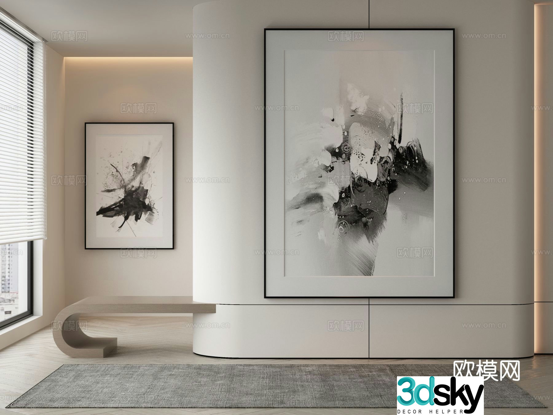 Modern texture painting decorative painting 3d model