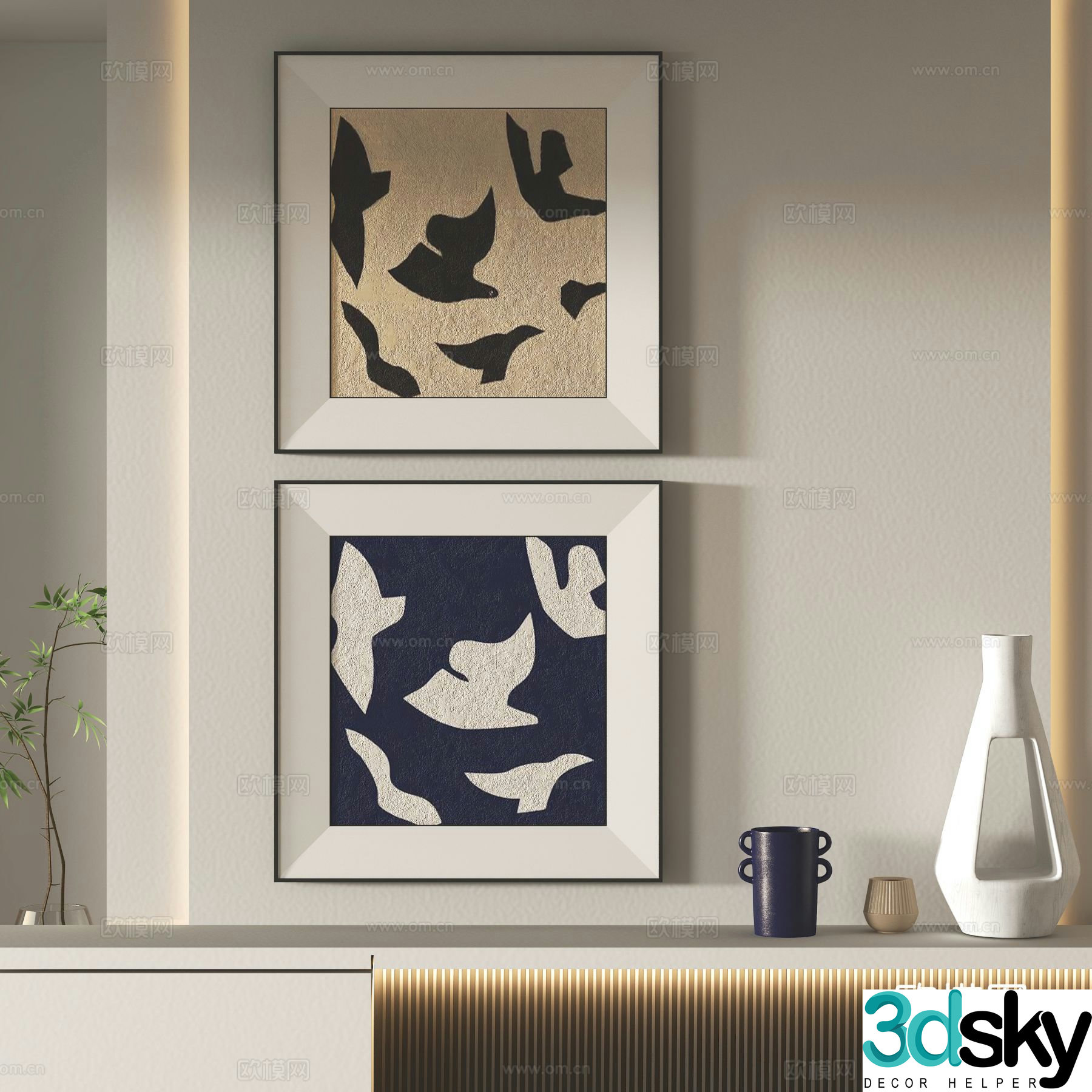 Wabi-sabi painting decorative painting texture painting hanging painting 3D model