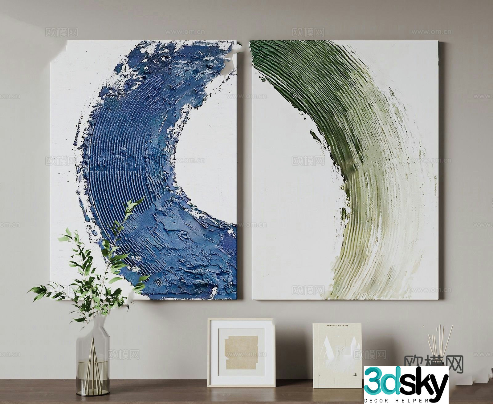 Modern decorative painting hanging painting oil painting 3d model