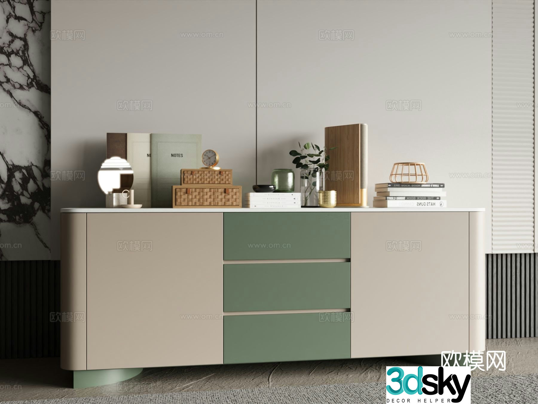 Modern entryway cabinet decorative side cabinet 3d model