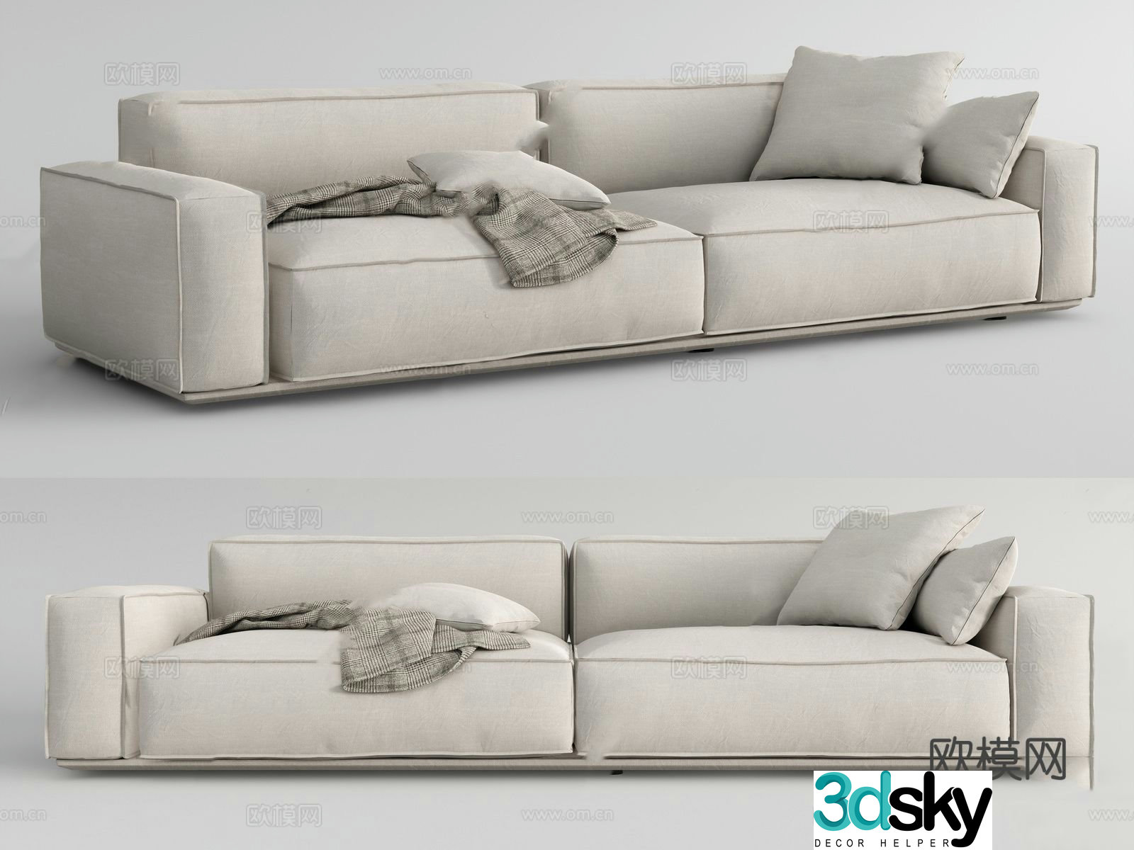 Modern white sofa loveseat 3d model
