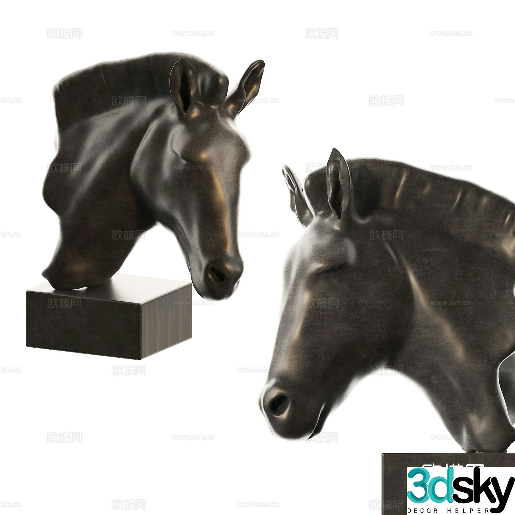 Modern horse head sculpture ornaments 3D model