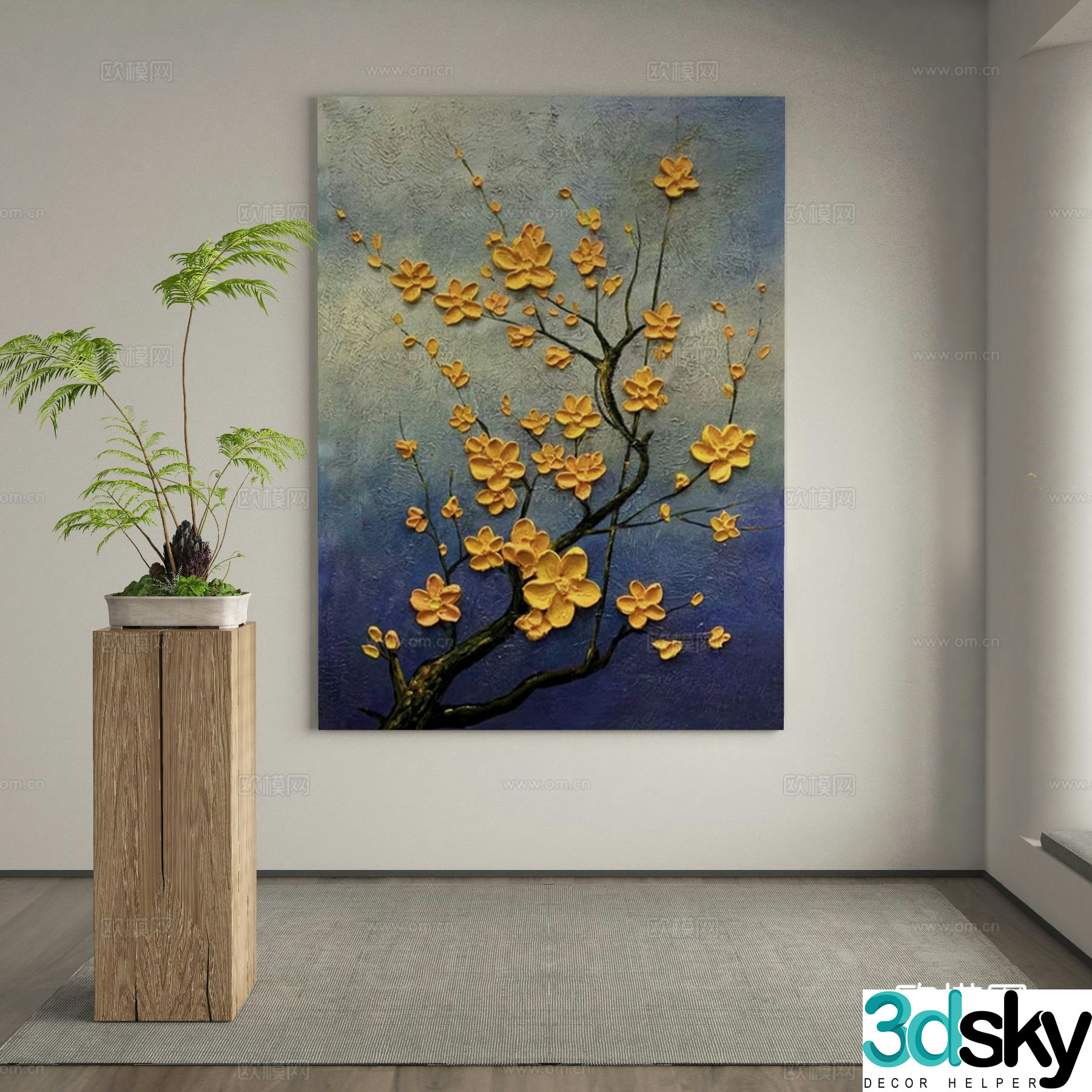 Wabi-sabi decorative painting oil painting 3d model