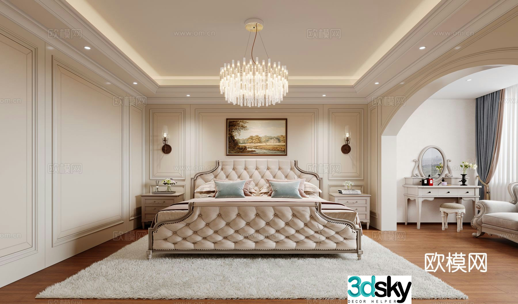 American style bedroom master bedroom 3d model
