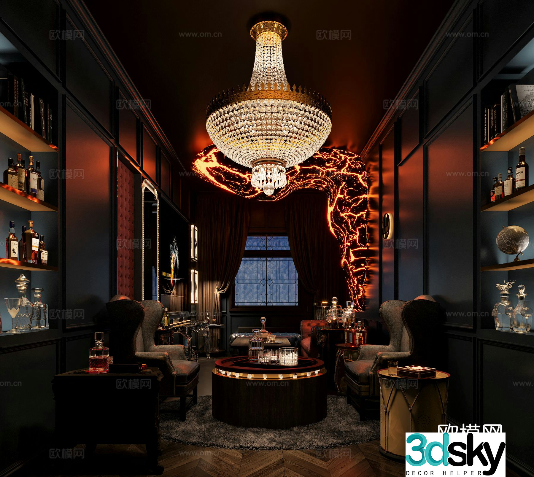 American tasting room lounge basement 3d model