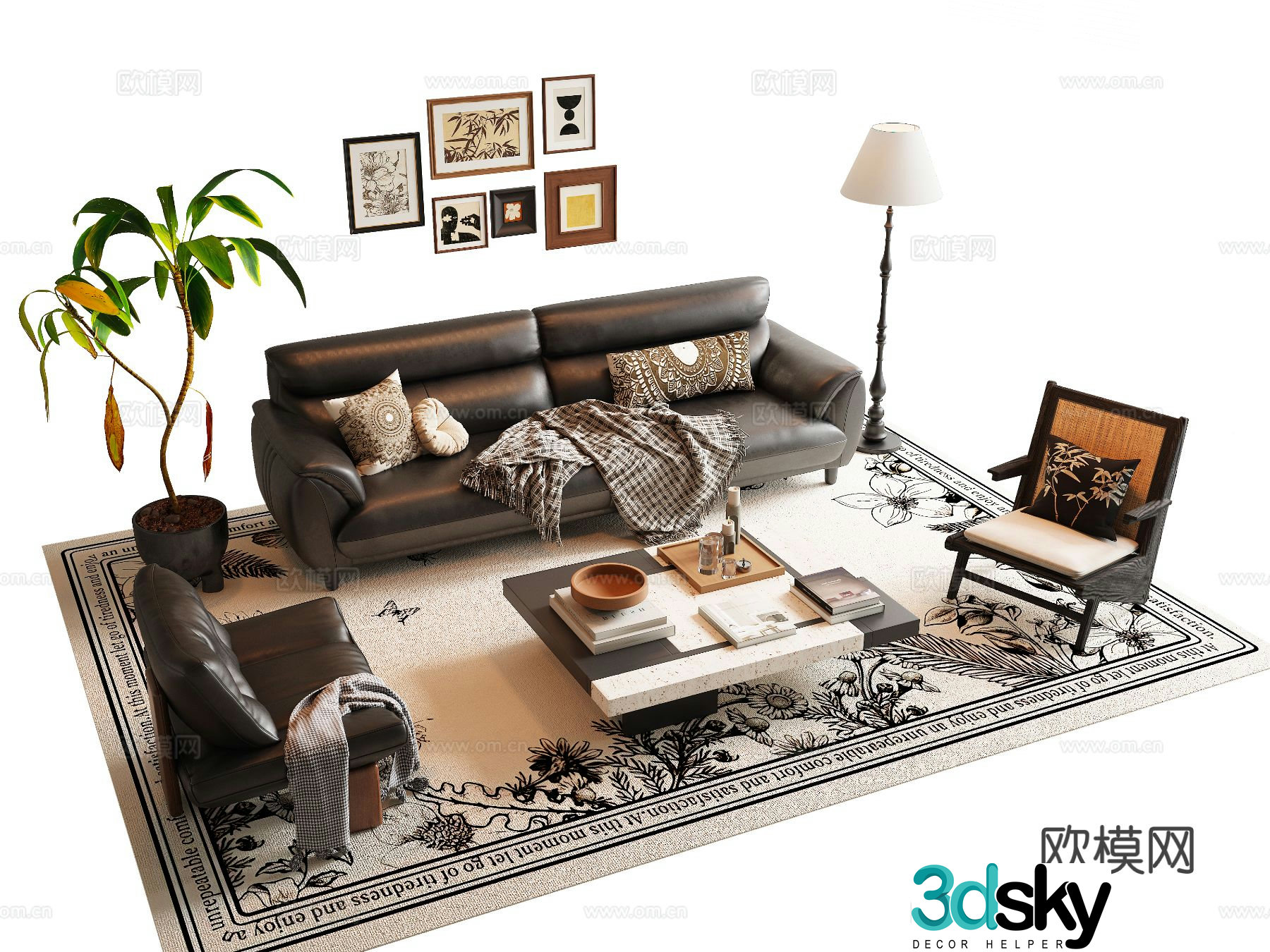 French sectional sofa 3d model