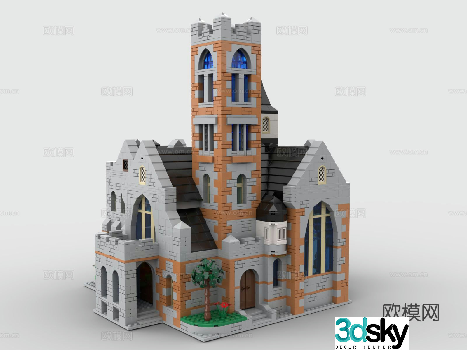 LEGO toy building block church 3d model