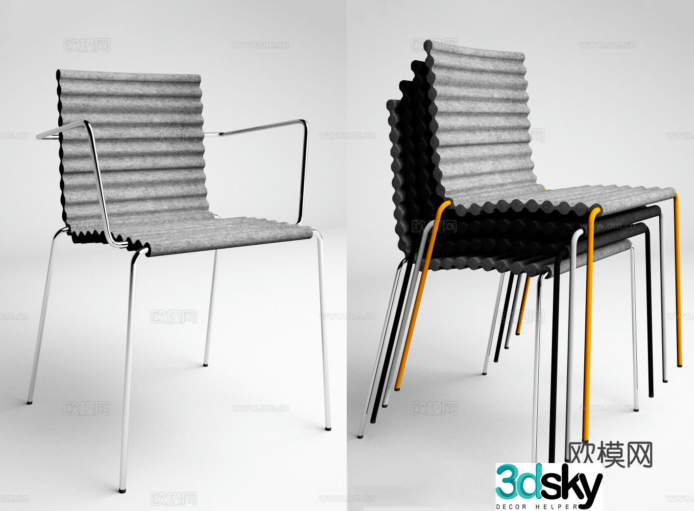 Modern chair dining chair 3d model