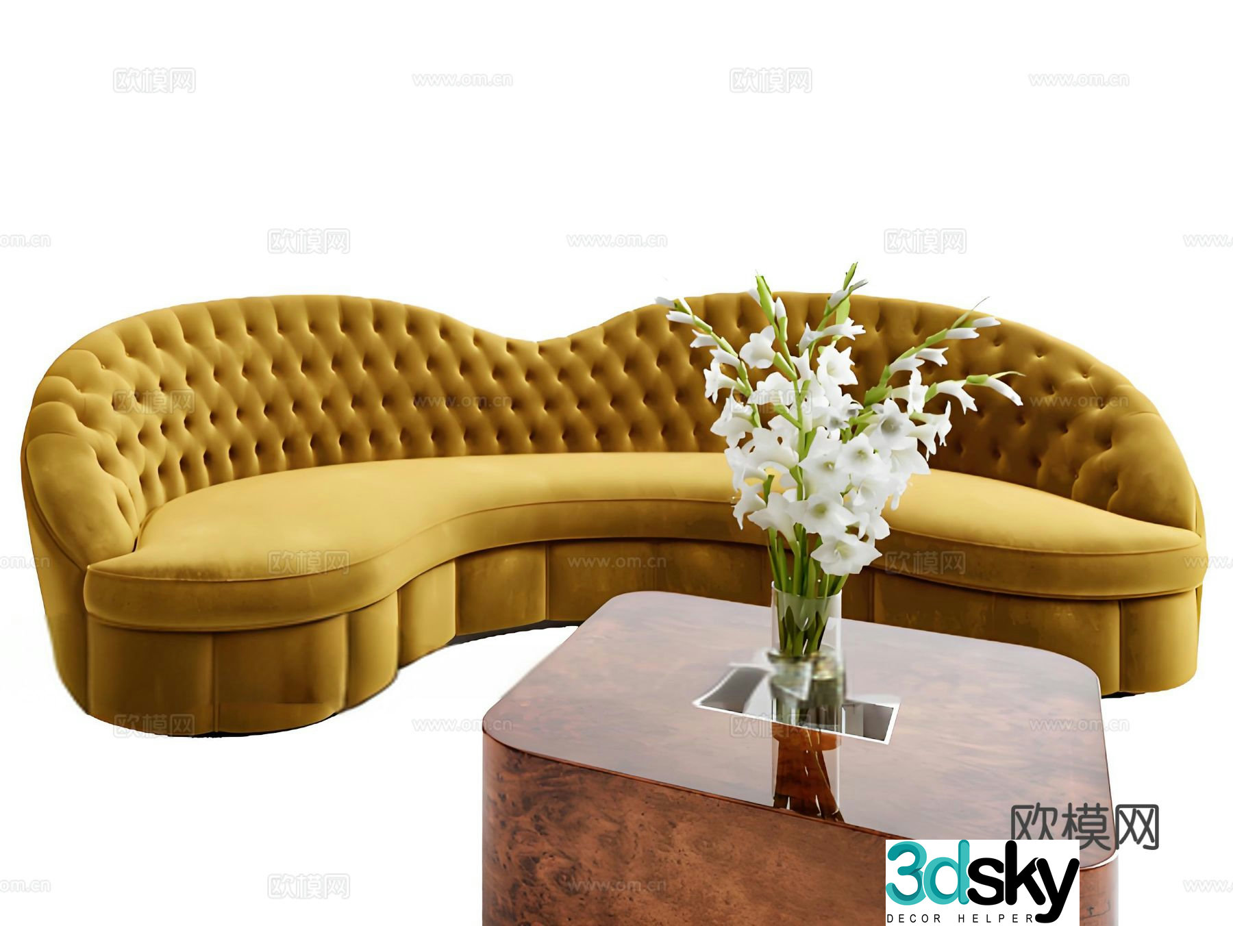 European style sofa curved sofa fabric sofa 3d model