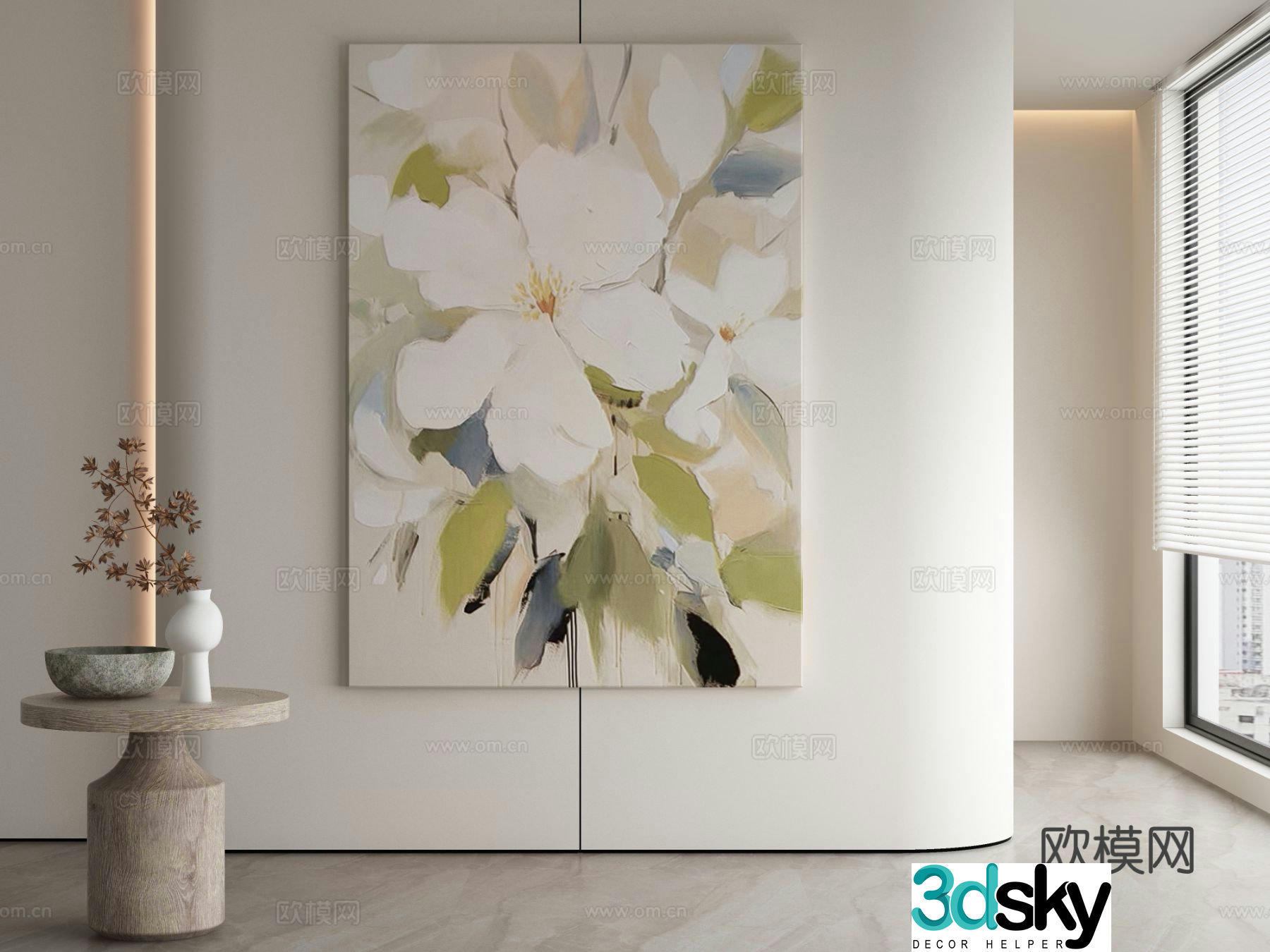 Modern decorative painting flower hanging painting oil painting 3d model