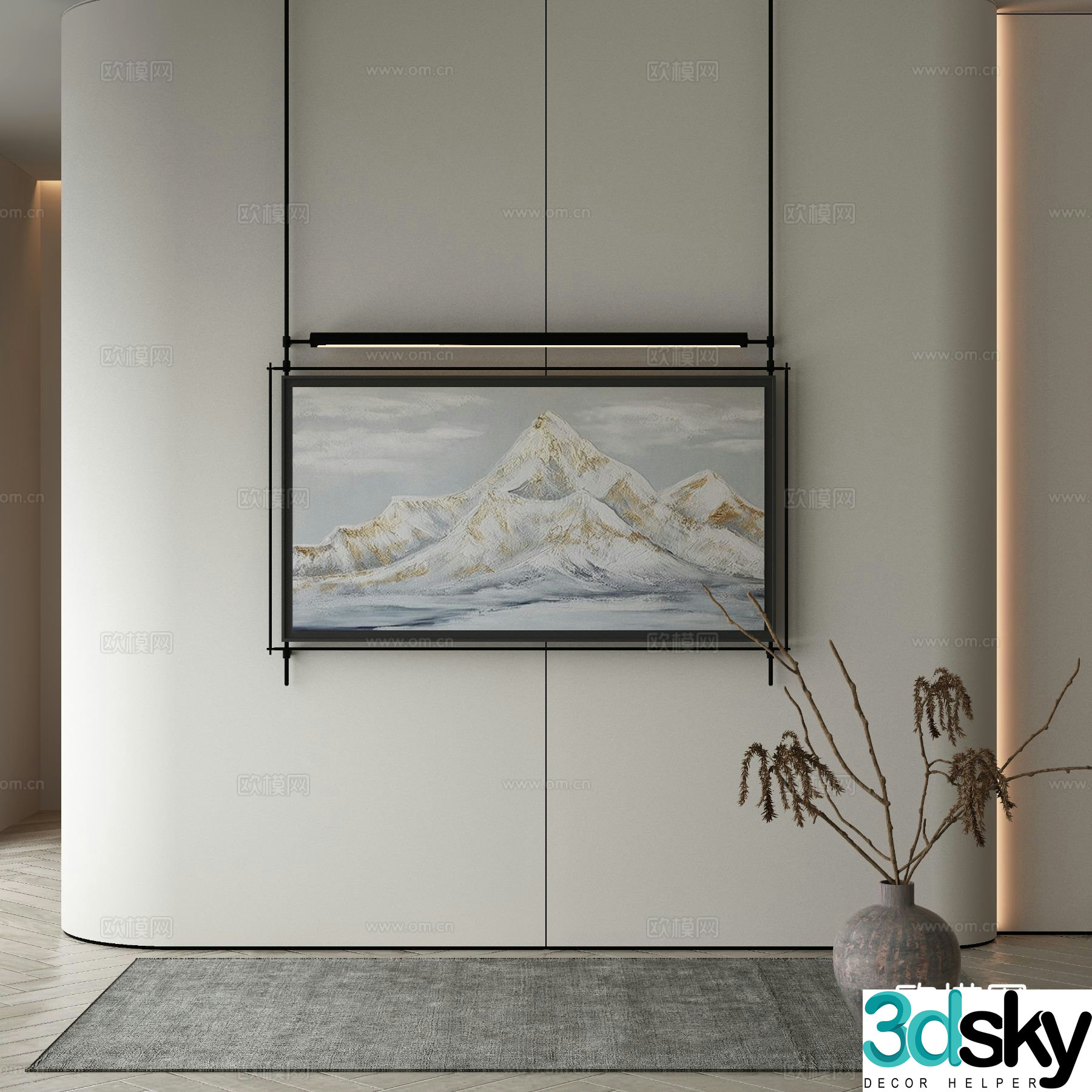 Decorative painting texture painting landscape painting 3d model