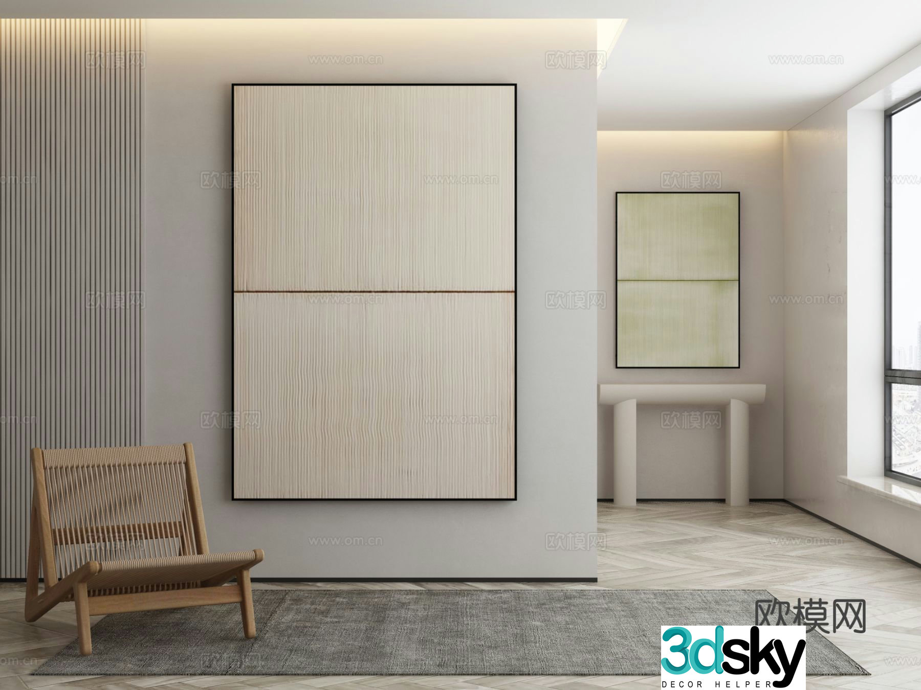 Modern texture painting decorative painting 3d model