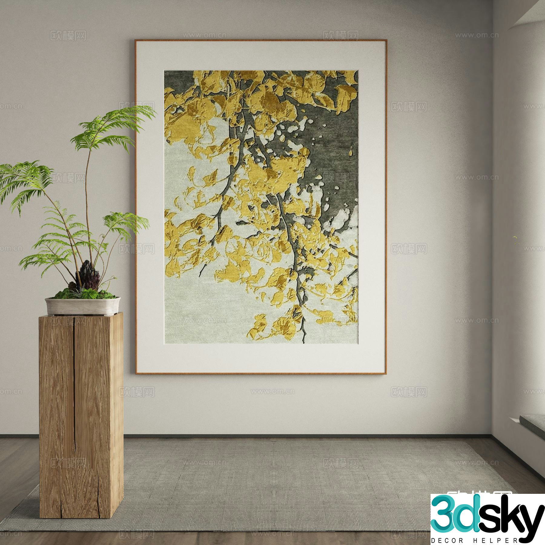 New Chinese style decorative painting flower hanging painting 3D model