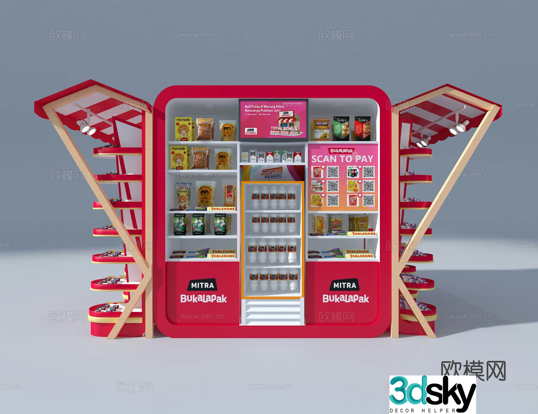 Supermarket shelves snack shelves 3d model