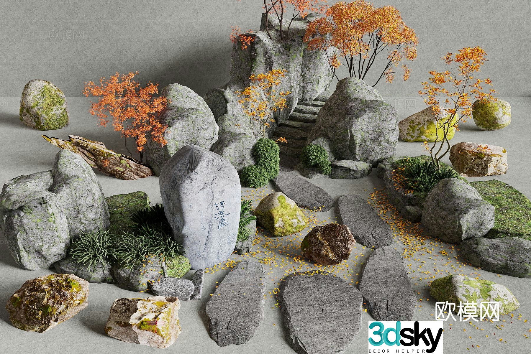 Stones rockery stones landscape stones 3d model