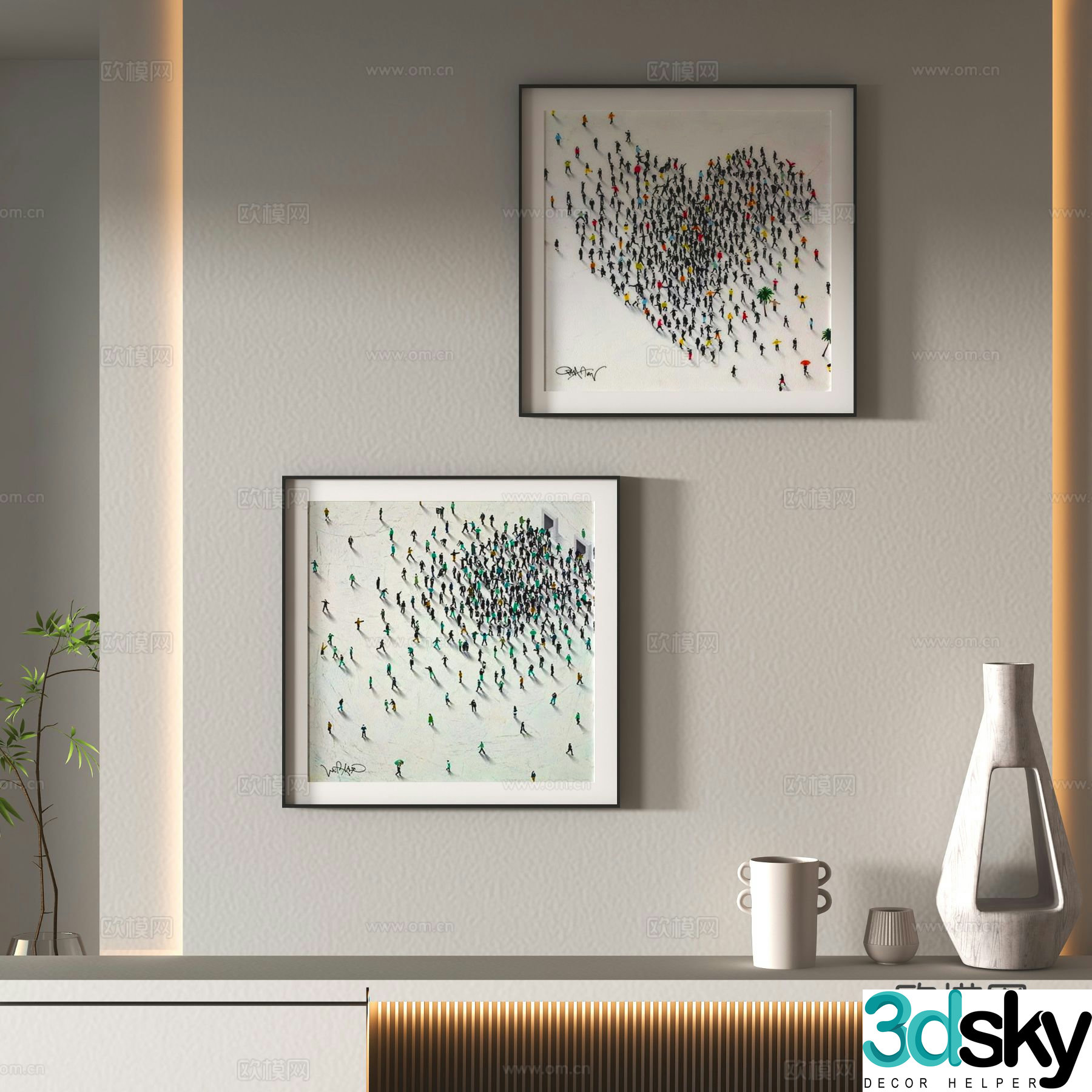 Modern decorative painting abstract hanging painting 3d model