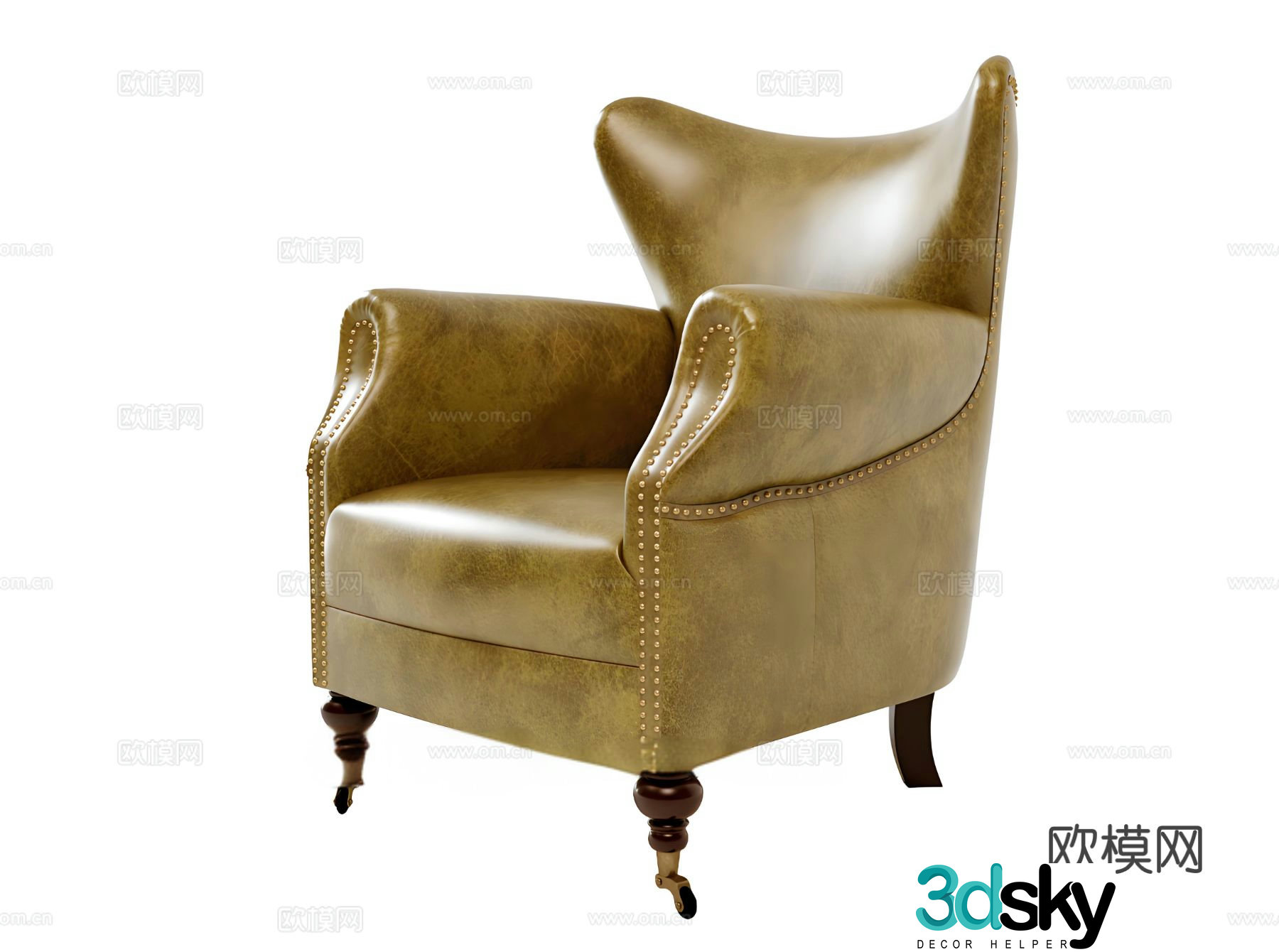 Single sofa leather sofa 3d model