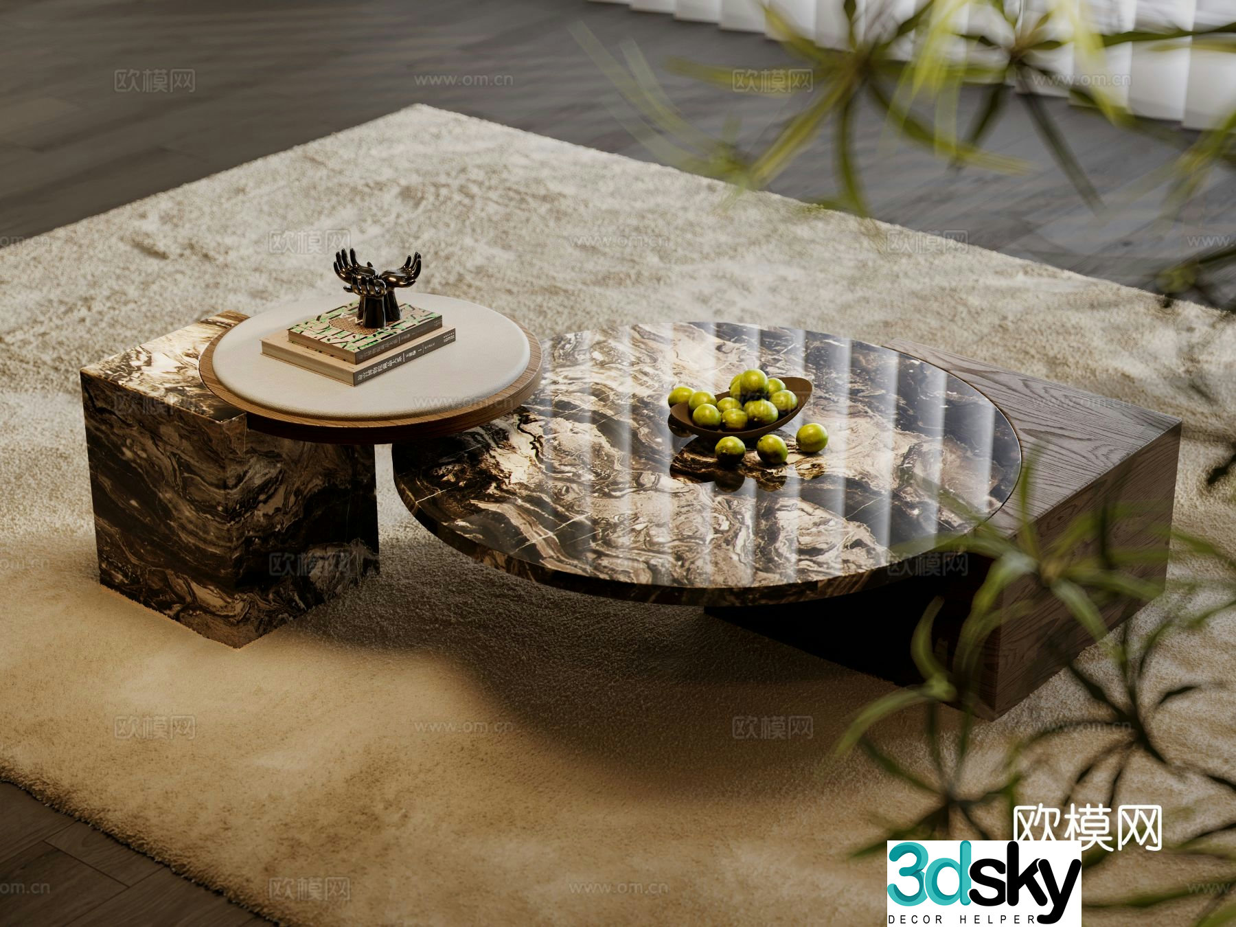 Medieval style coffee table mother-in-law coffee table 3d model