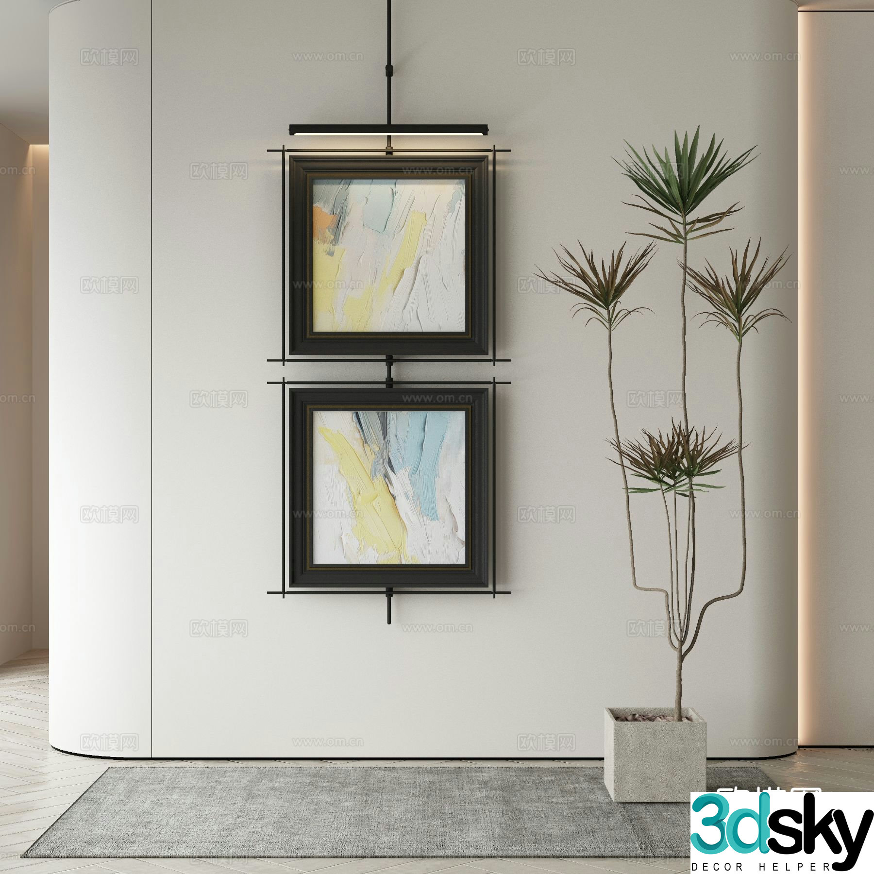 Modern texture painting decorative painting 3d model