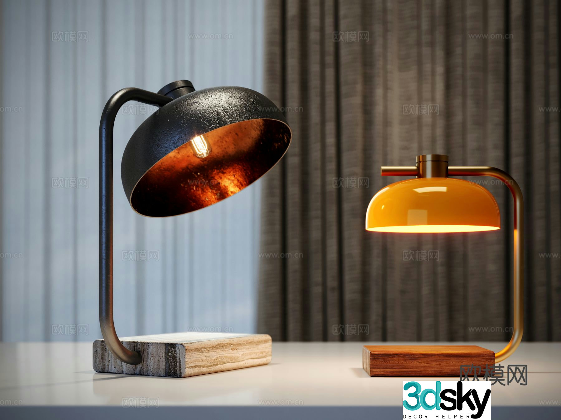 Medieval style desk lamp retro desk lamp 3d model