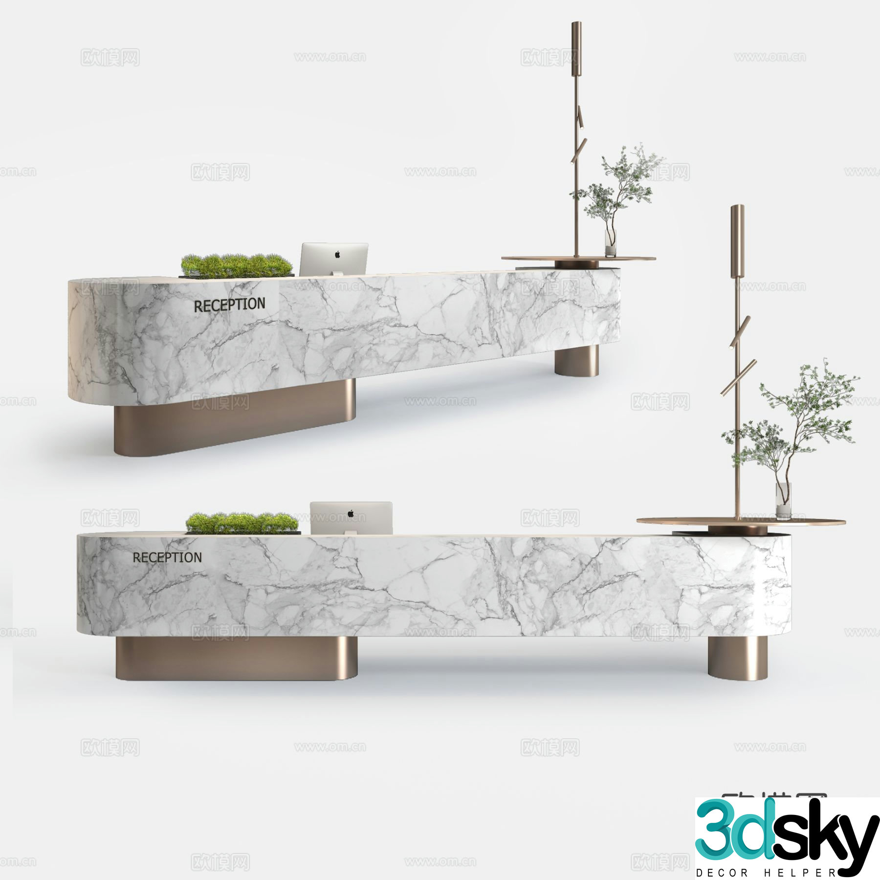 Modern front desk reception desk service desk 3d model