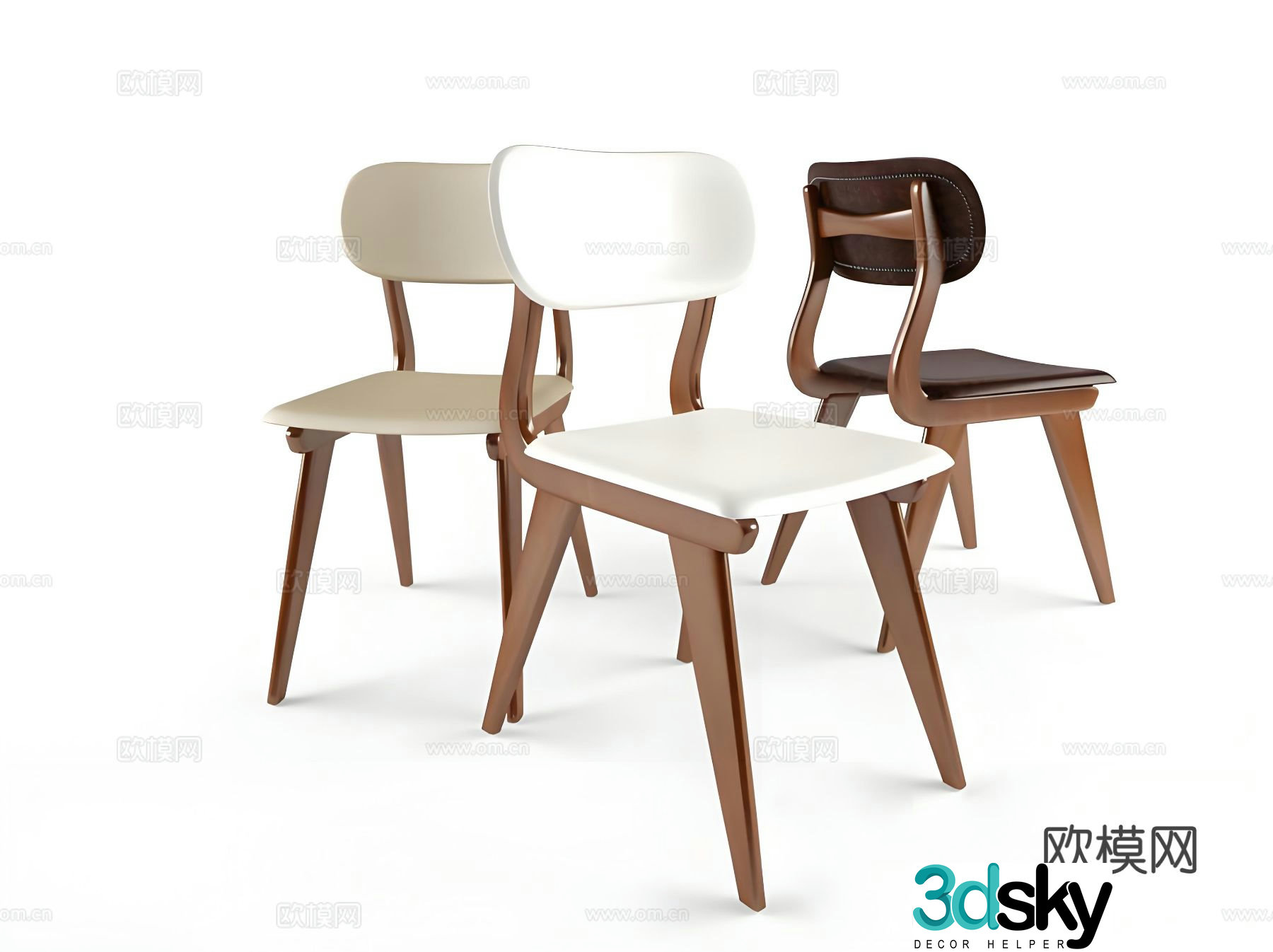 Modern chair single chair dining chair 3d model