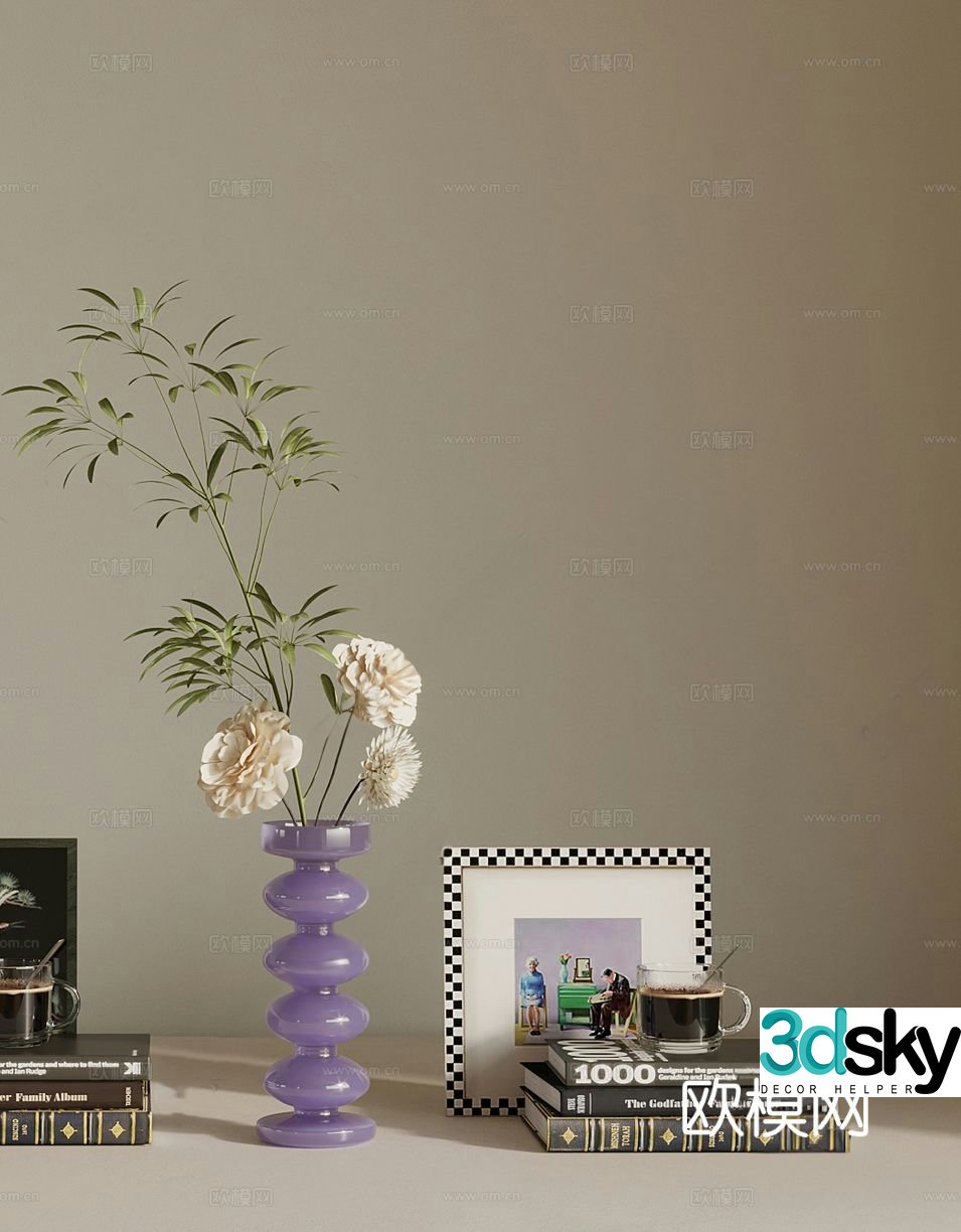 Dopamine Vase Books Glass Coffee Cup Ornaments 3D Model