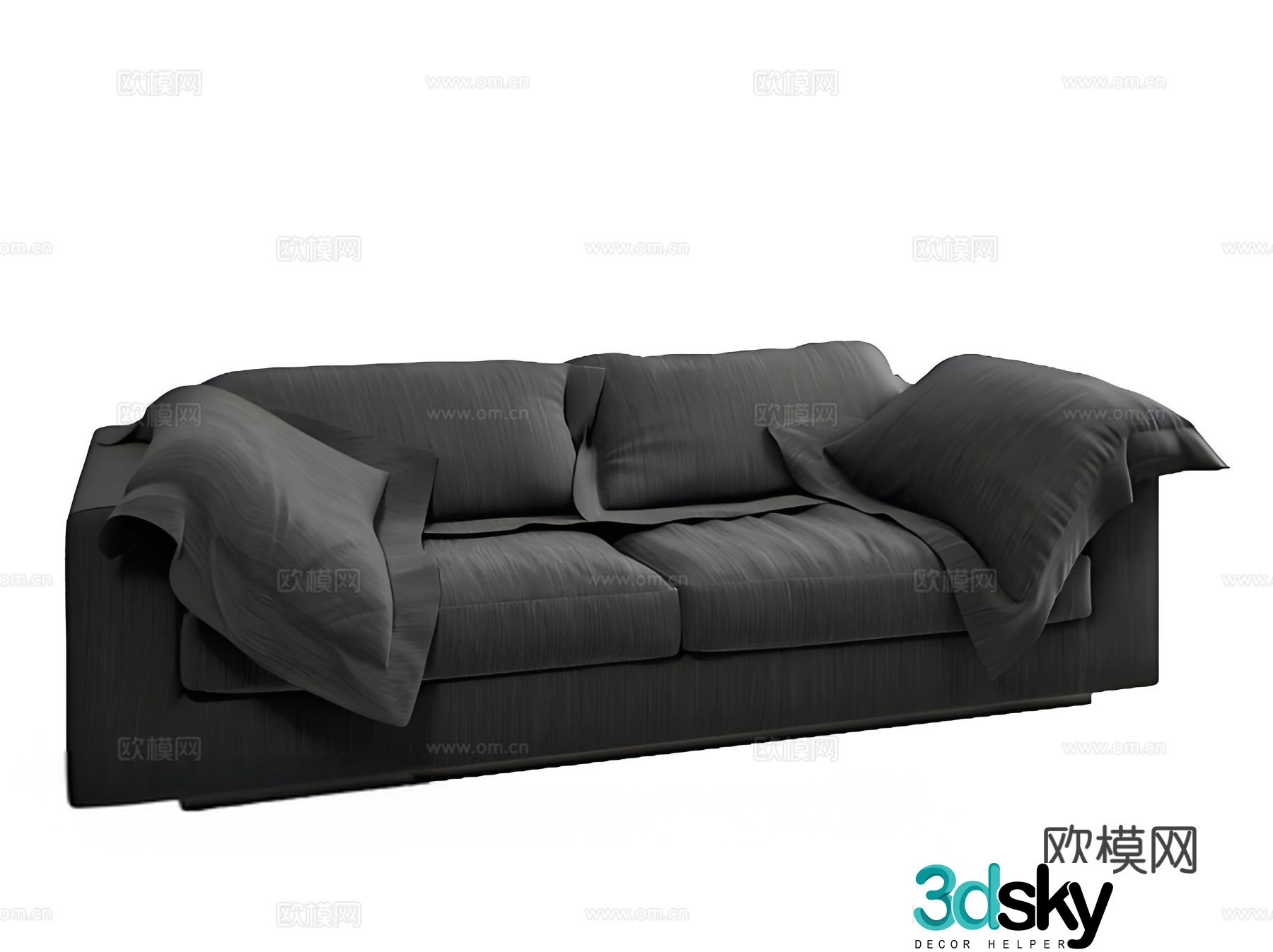 Modern double sofa fabric sofa 3d model