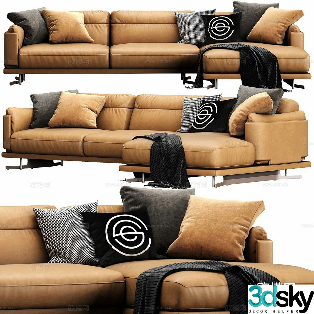 Three seater sofa corner sofa 3d model