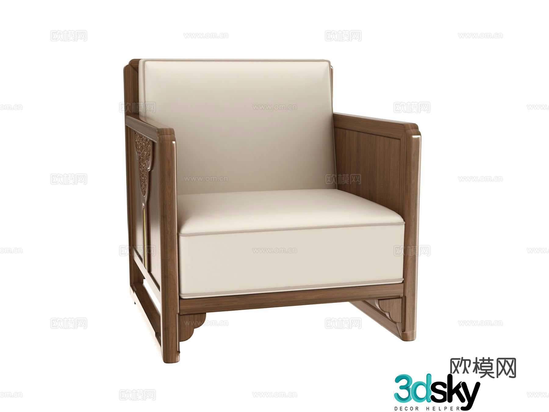 New Chinese style single sofa 3d model