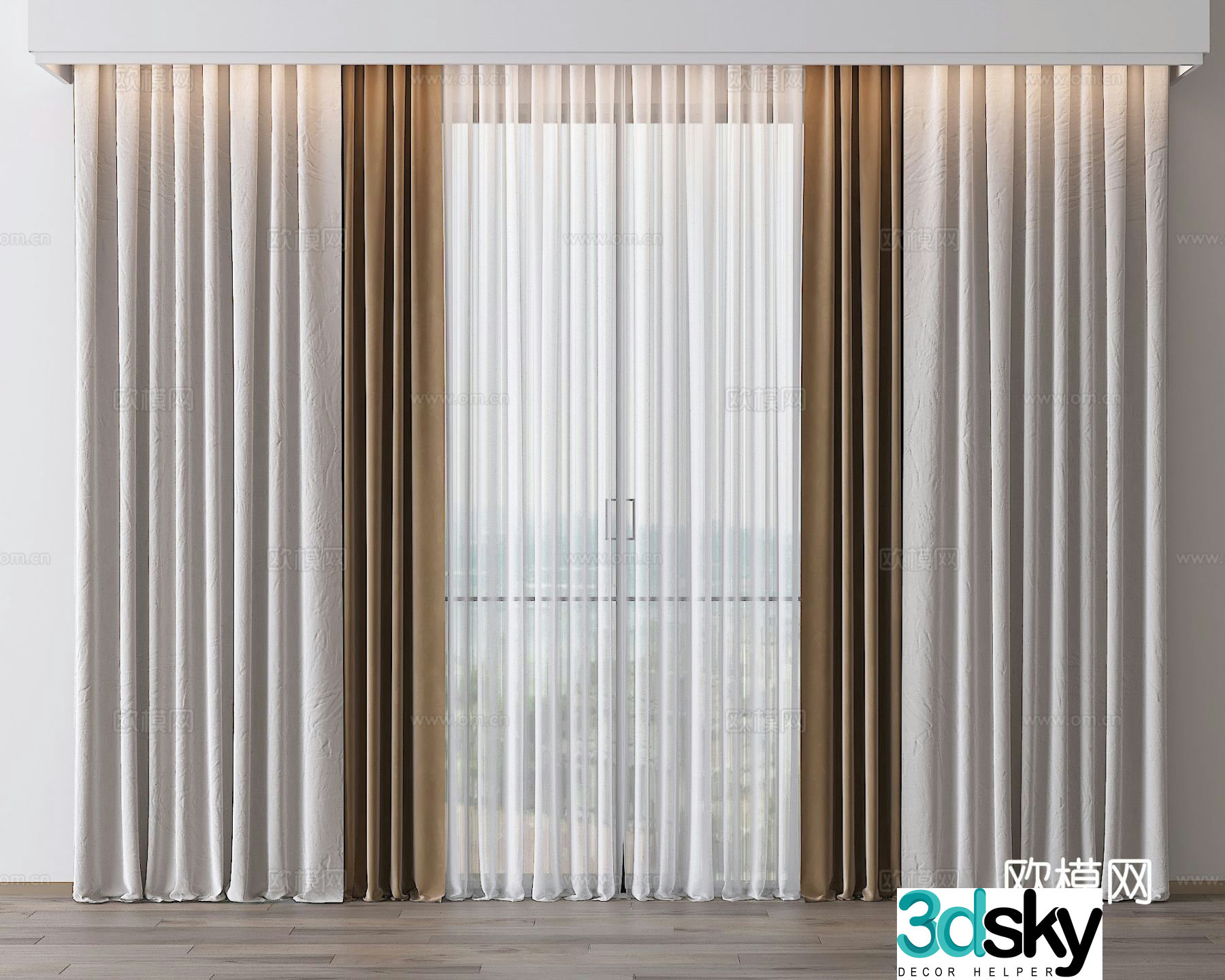 Modern curtain gauze curtain 3d model