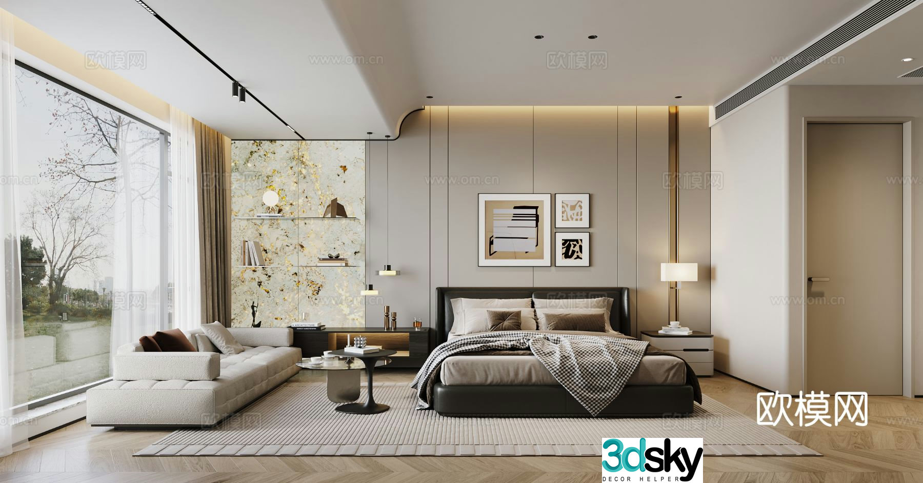 Modern bedroom master bedroom 3d model