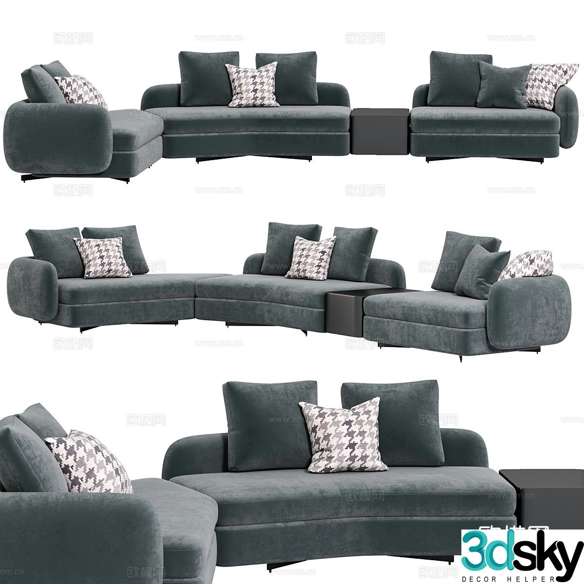 Multi-person sofa corner sofa 3d model