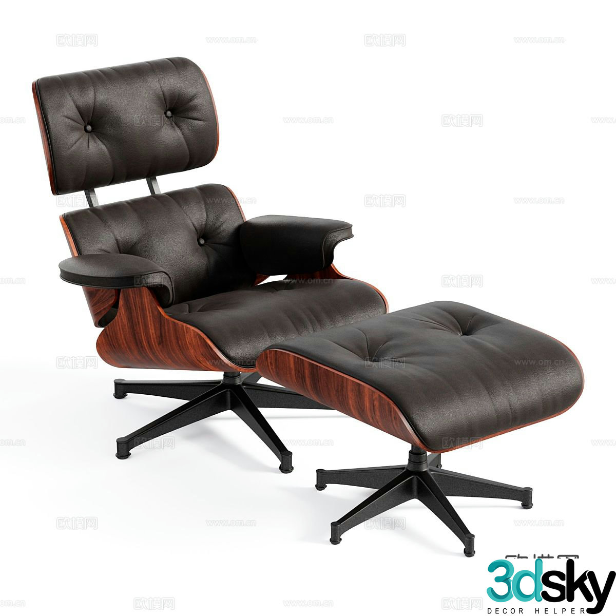 Single sofa leather sofa 3d model