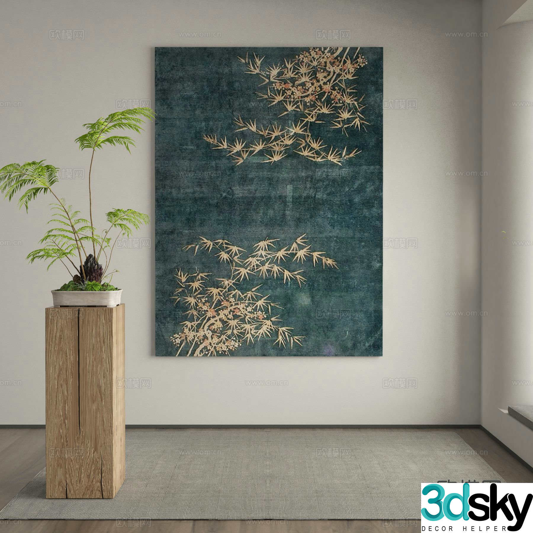 New Chinese texture painting decorative painting 3D model