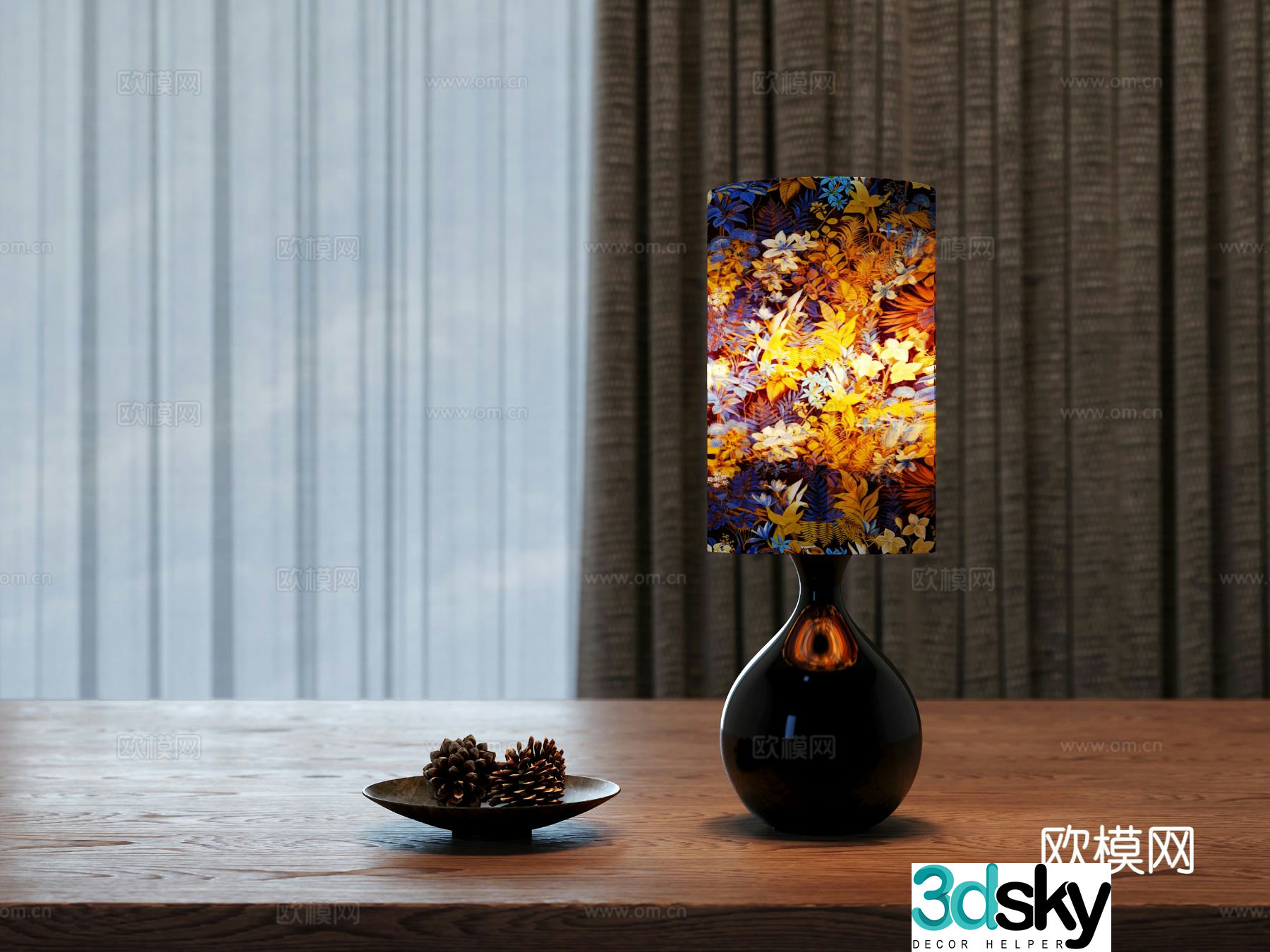 Medieval style desk lamp retro desk lamp 3d model