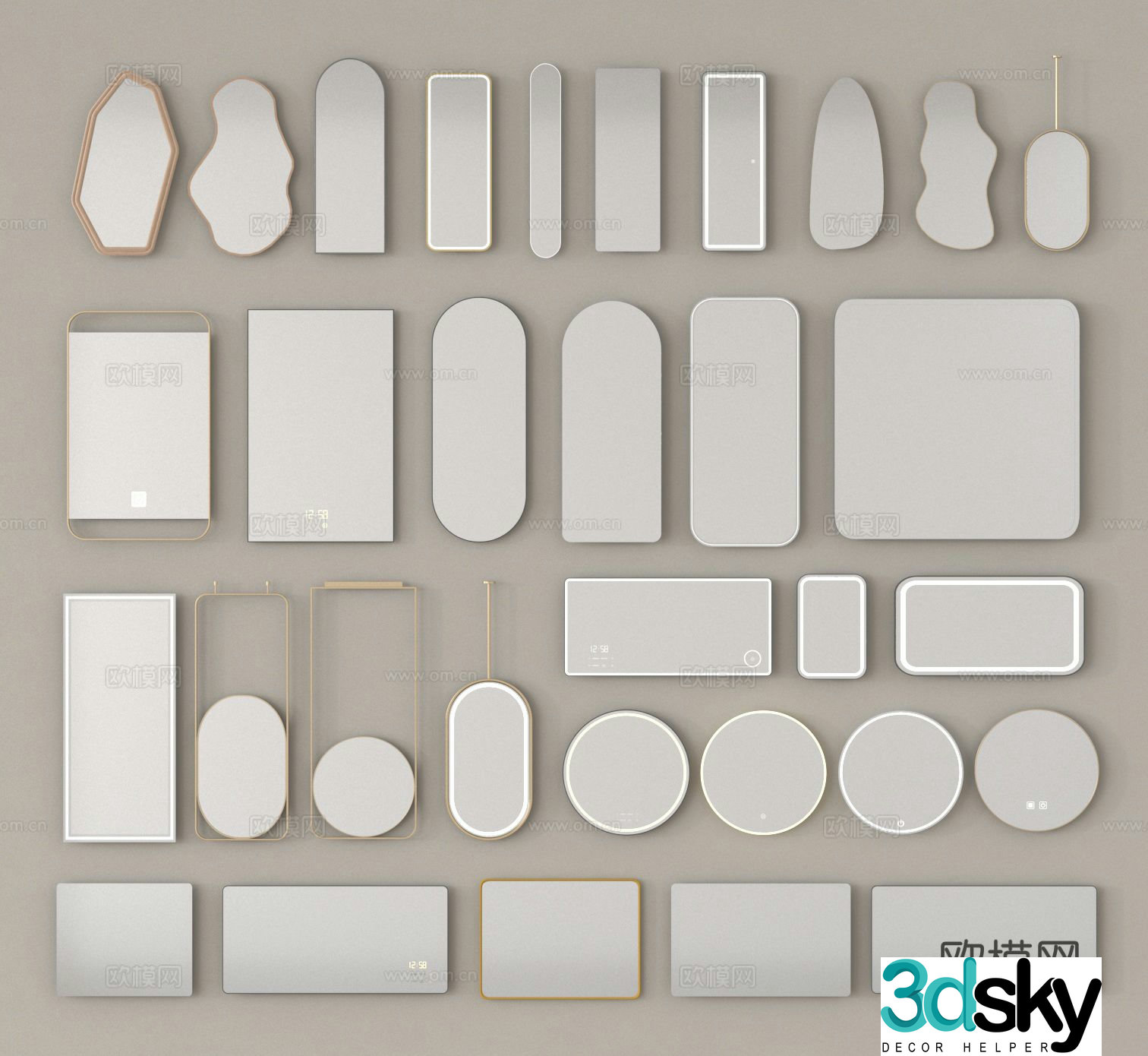 Special-shaped mirror bathroom mirror cosmetic mirror bathroom mirror 3d model