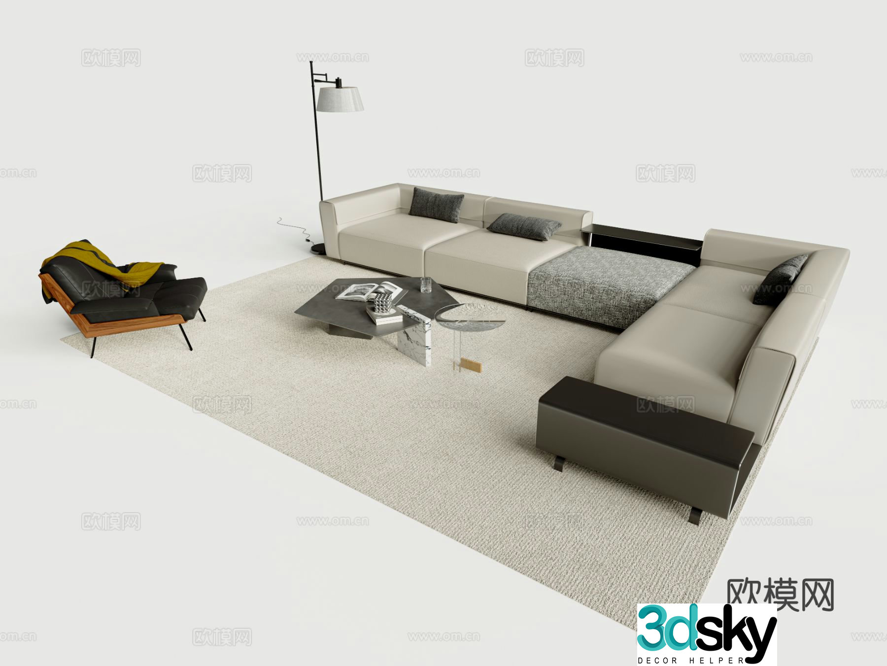 Modern modular sofa corner sofa 3d model