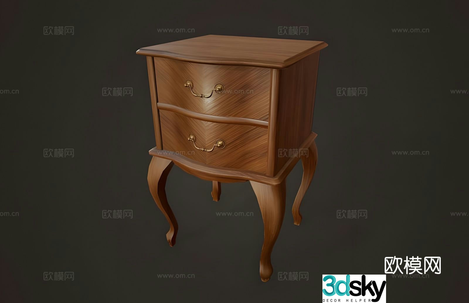 American bedside table 3d model