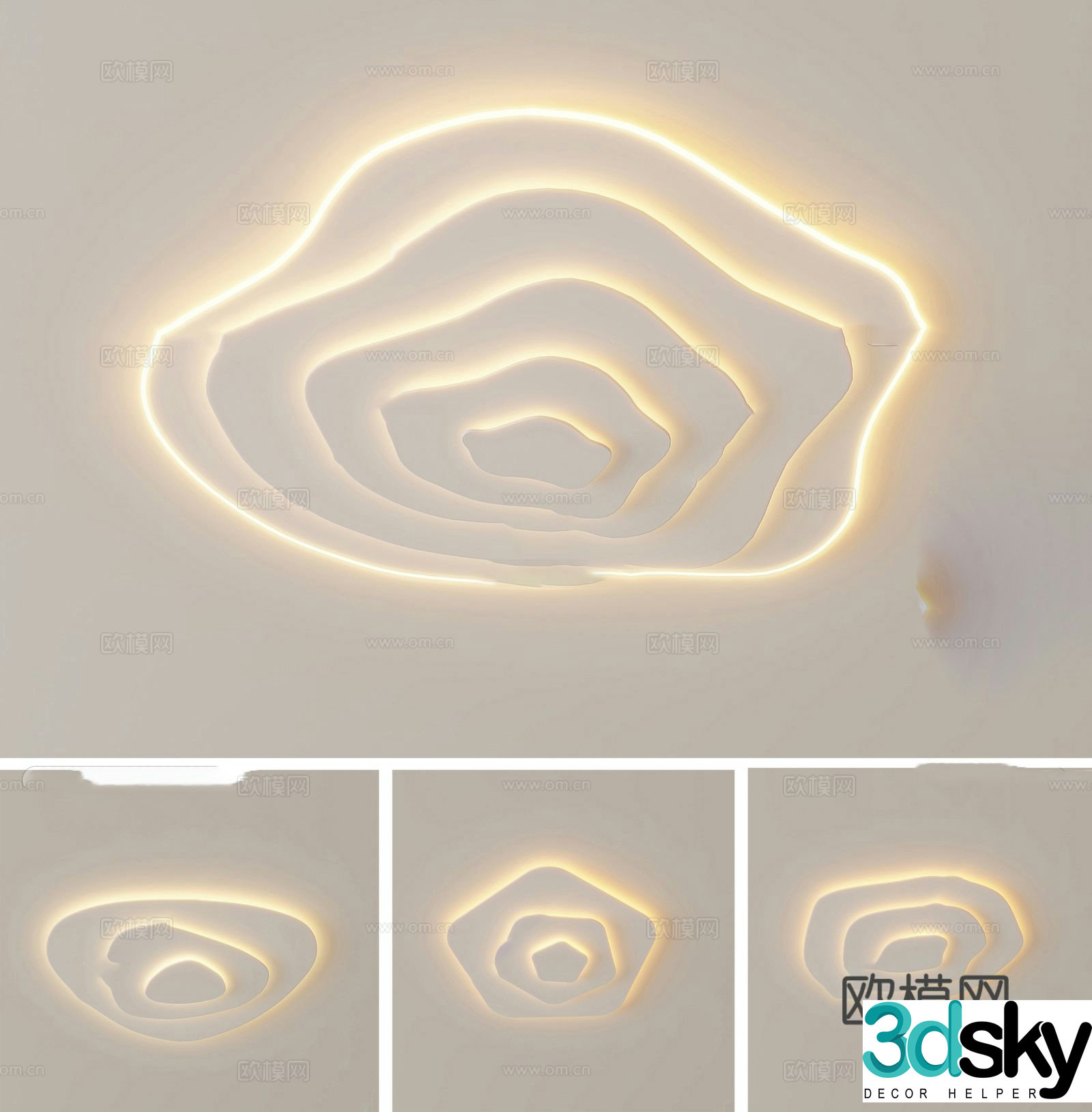 Cream style ceiling lamp bedroom lamp 3d model