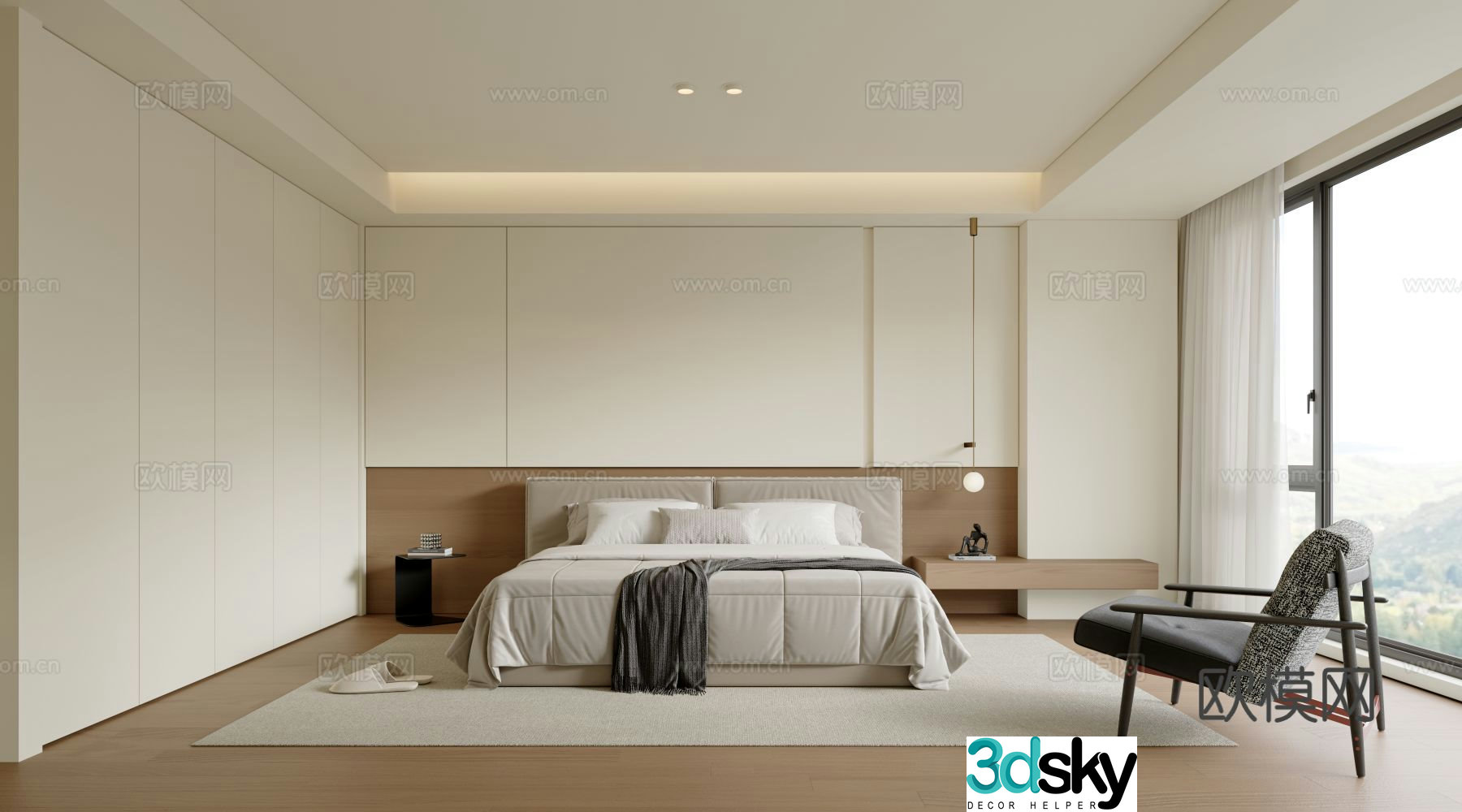 Modern bedroom master bedroom 3d model