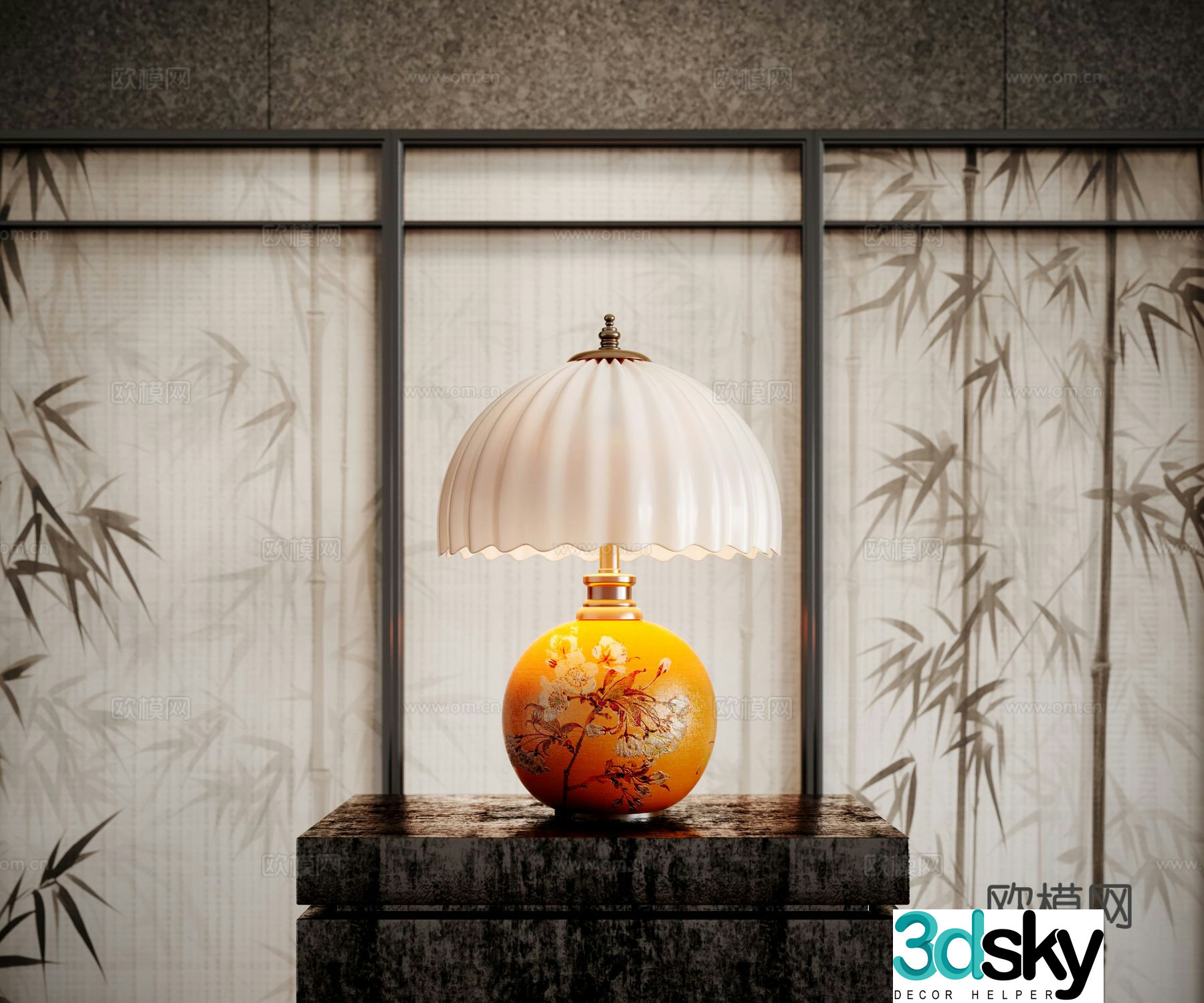 Medieval style desk lamp retro desk lamp 3d model