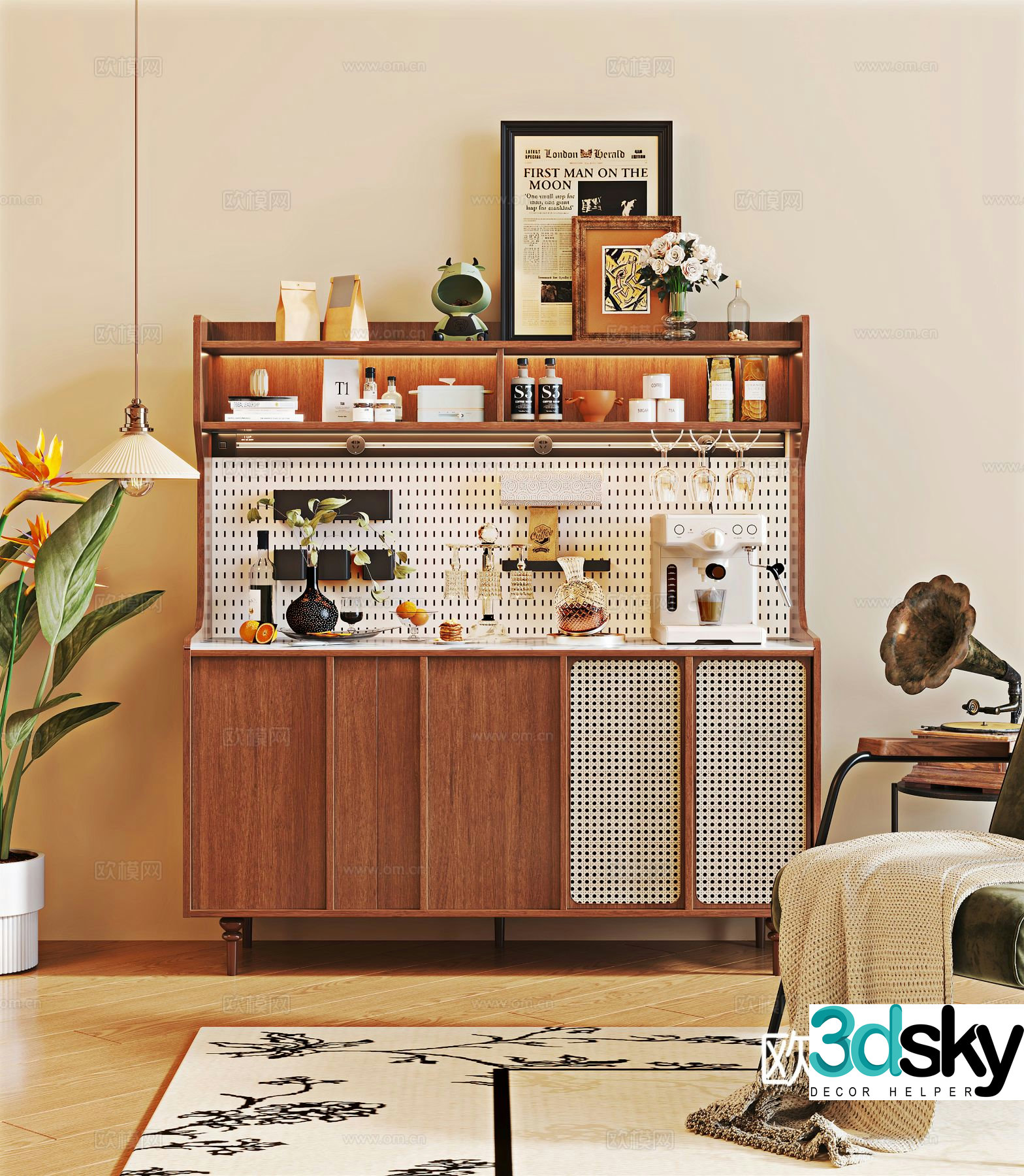 Medieval style sideboard 3d model