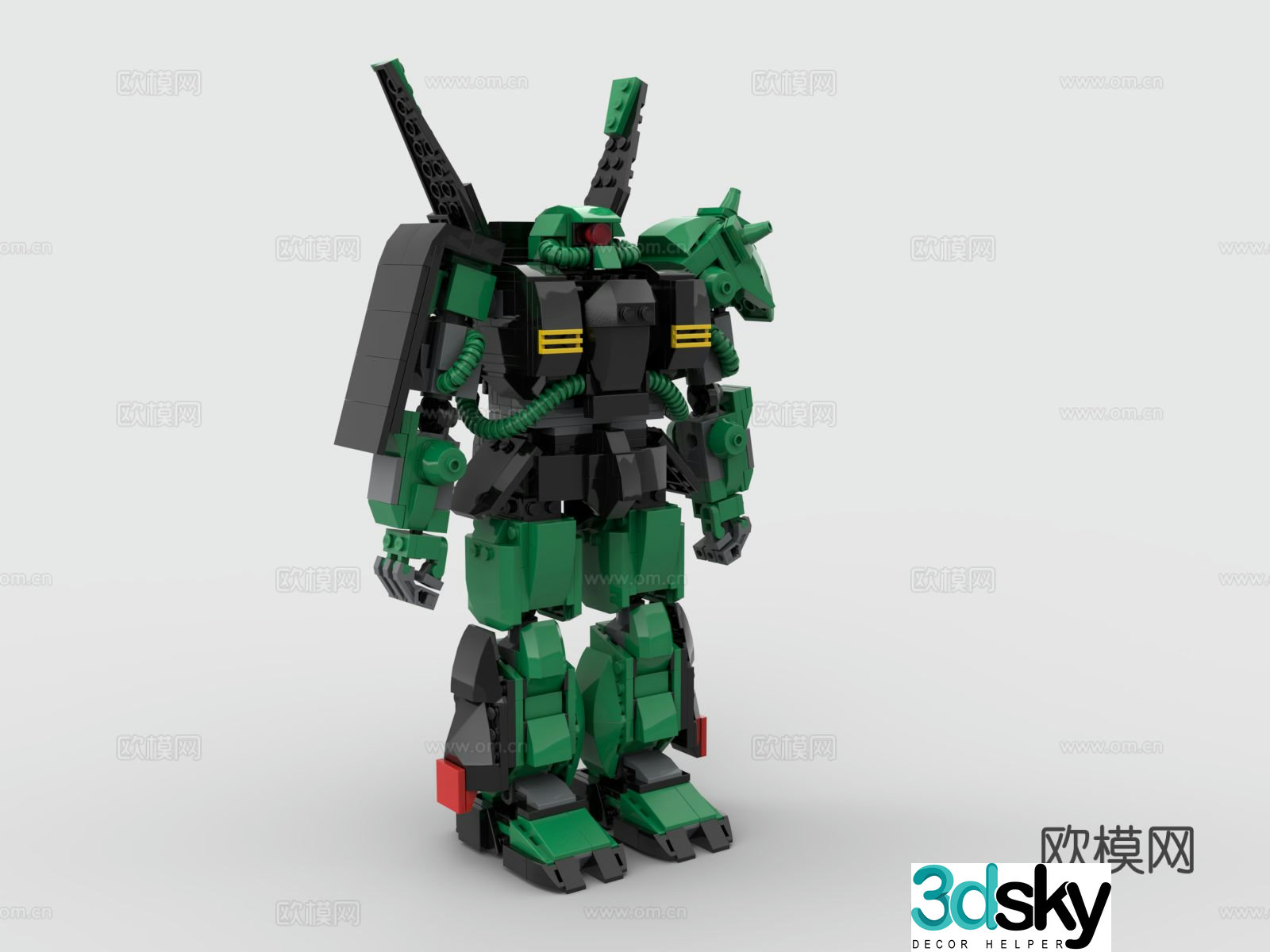 LEGO building block toy green Gundam toy 3d model