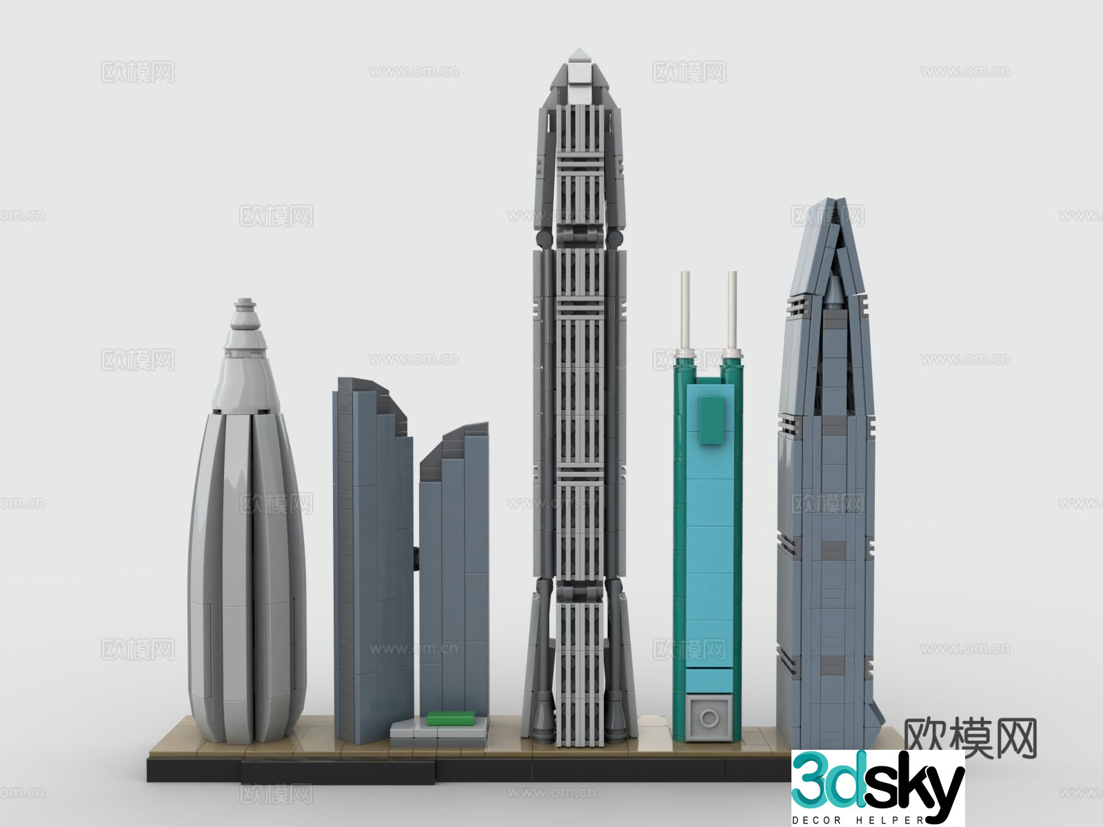 LEGO toys city skyline building blocks 3d model
