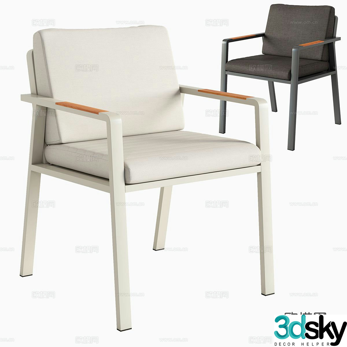 Modern armchair single chair chair dining chair 3d model