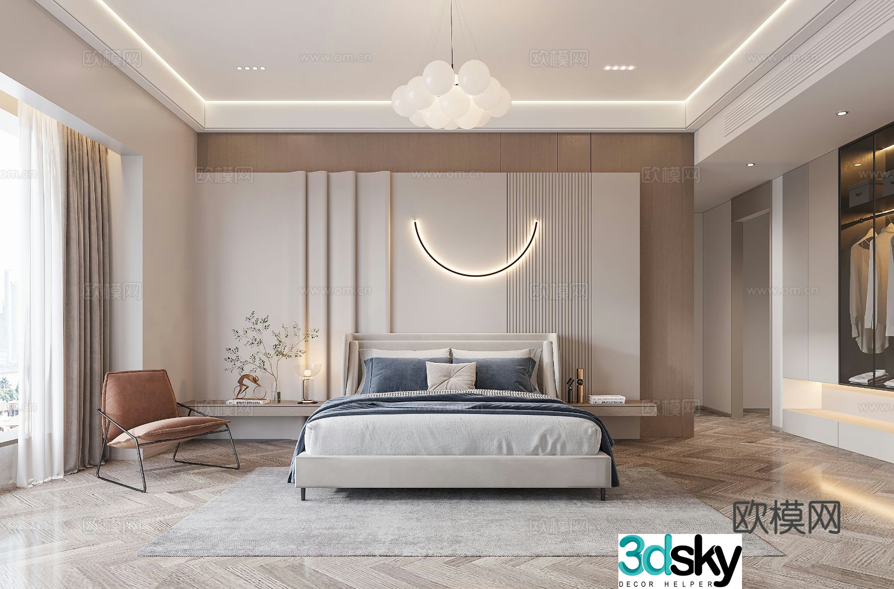Modern bedroom master bedroom 3d model